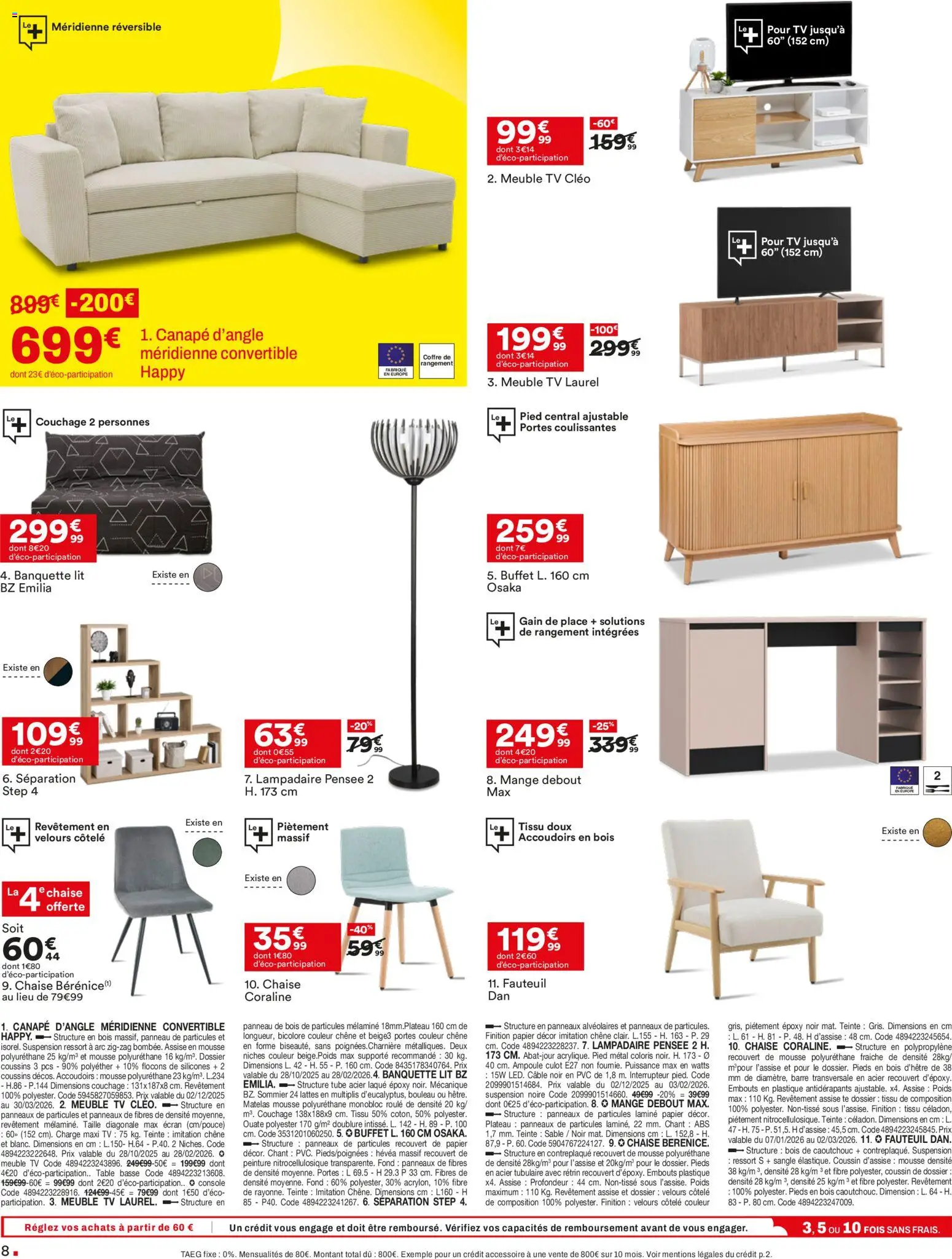 {H1} | Page: 8 | Produits: Suspension, Canapé, Mange debout, Table basse