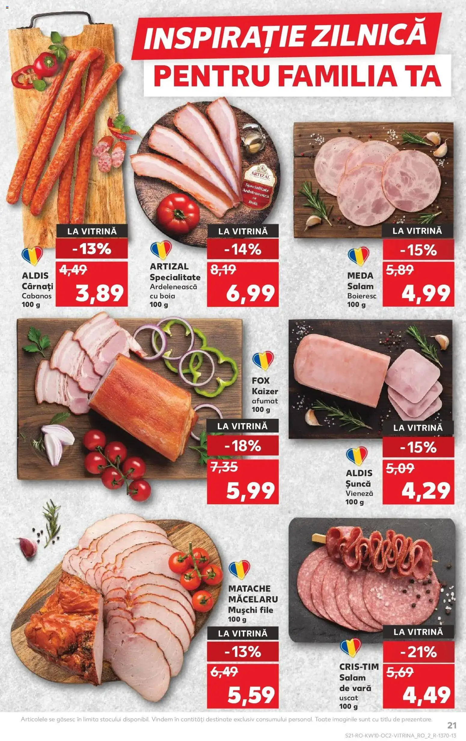 Noul catalog Kaufland – valabil de la 04.03.2026 | Pagină: 21 | Produse: Vitrină, Salam, Șuncă, Cârnați