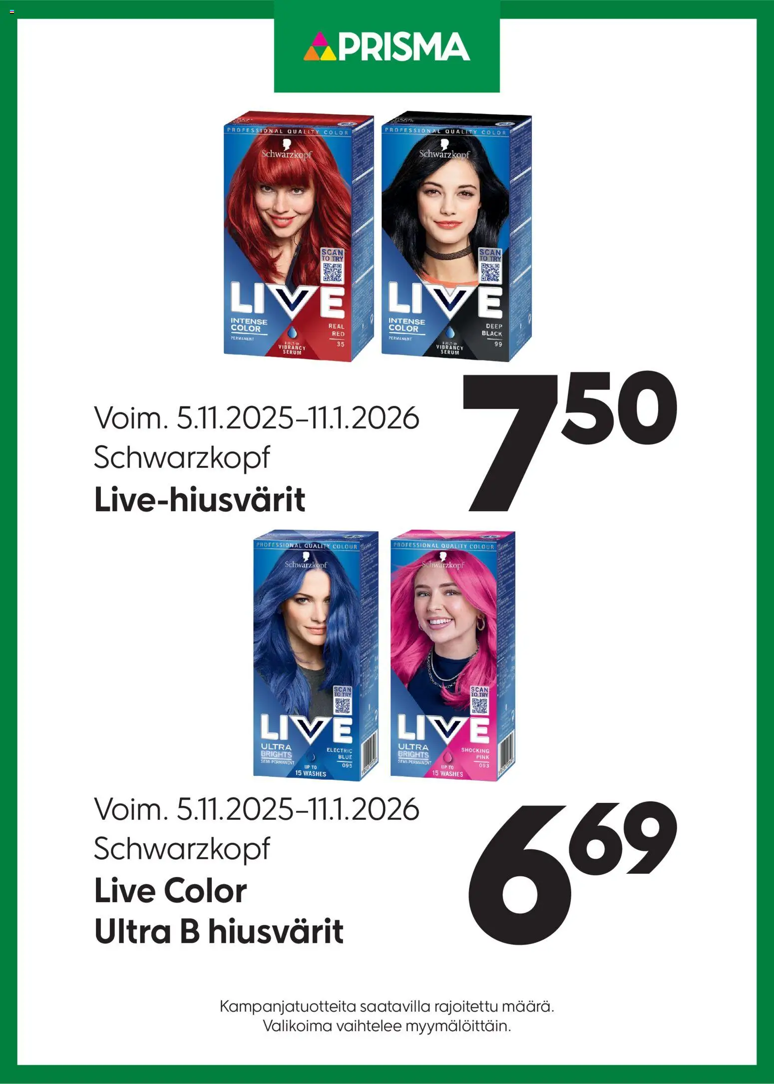 Prisma tarjoukset hiusvärit – voimassa 05.11.2025 alkaen | Sivu: 1