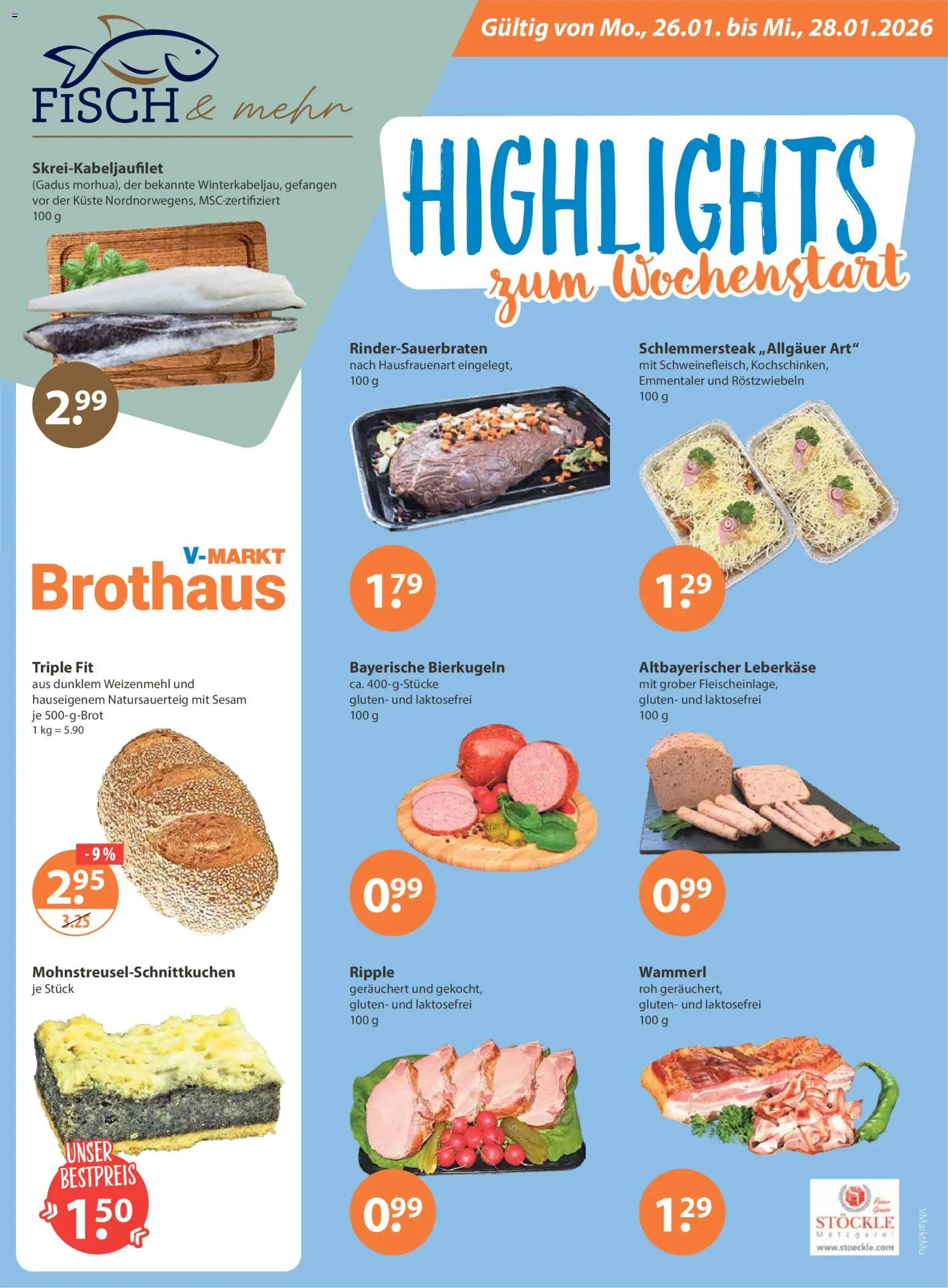 V-Markt - München – gültig ab 22.01.2026 | Seite: 18 | Produkte: Weizenmehl, Fisch, Leberkase