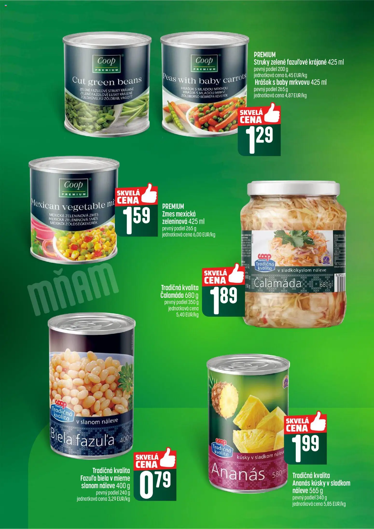 Nové COOP Jednota akcie – leták je platný od 08.01.2026 | Strana: 34 | Produkty: Fazuľa, Hrášok, Ananás