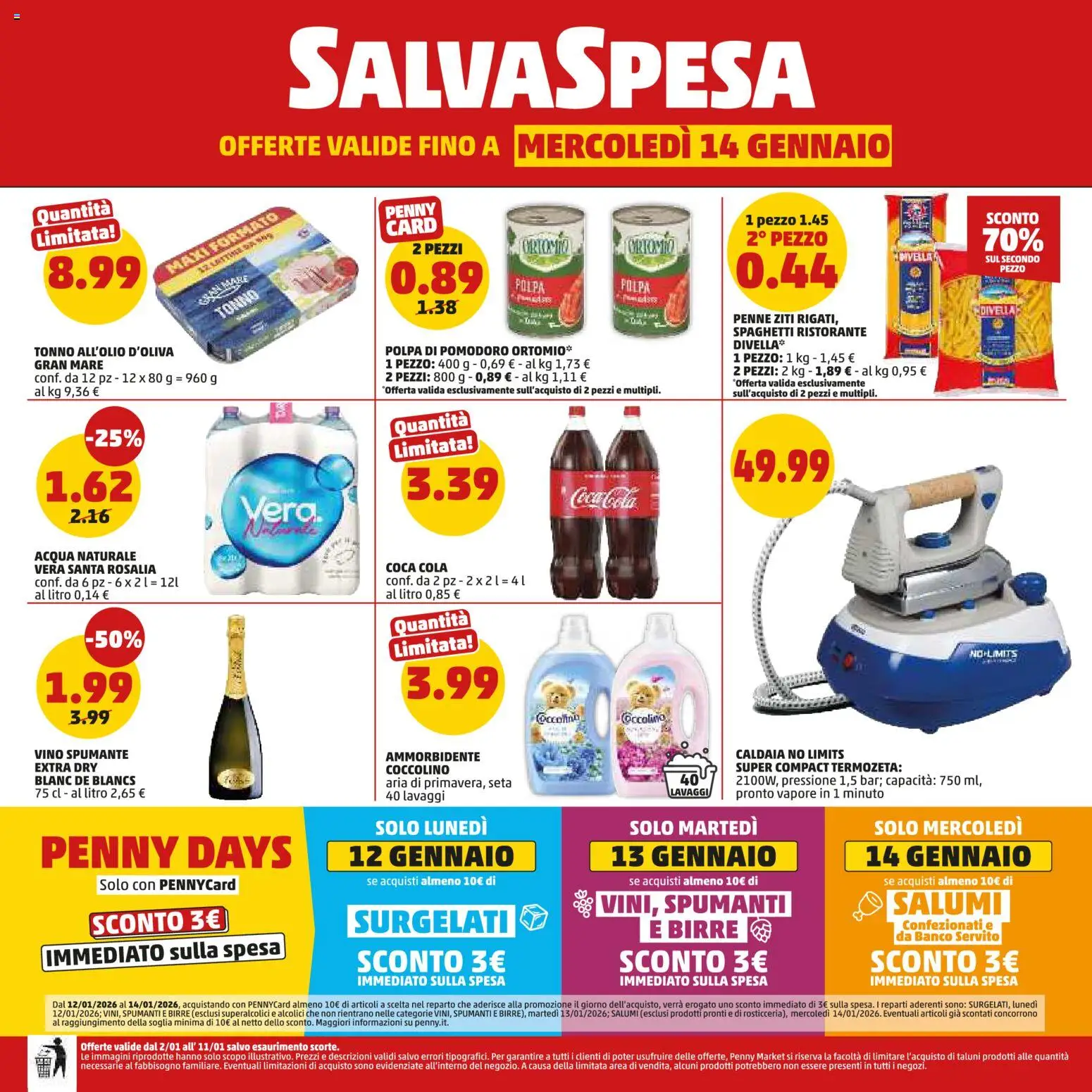 Volantino PENNY del 02.01.2026 | Pagina: 20 | Prodotti: Pomodoro, Spumante, Acqua naturale, Tonno