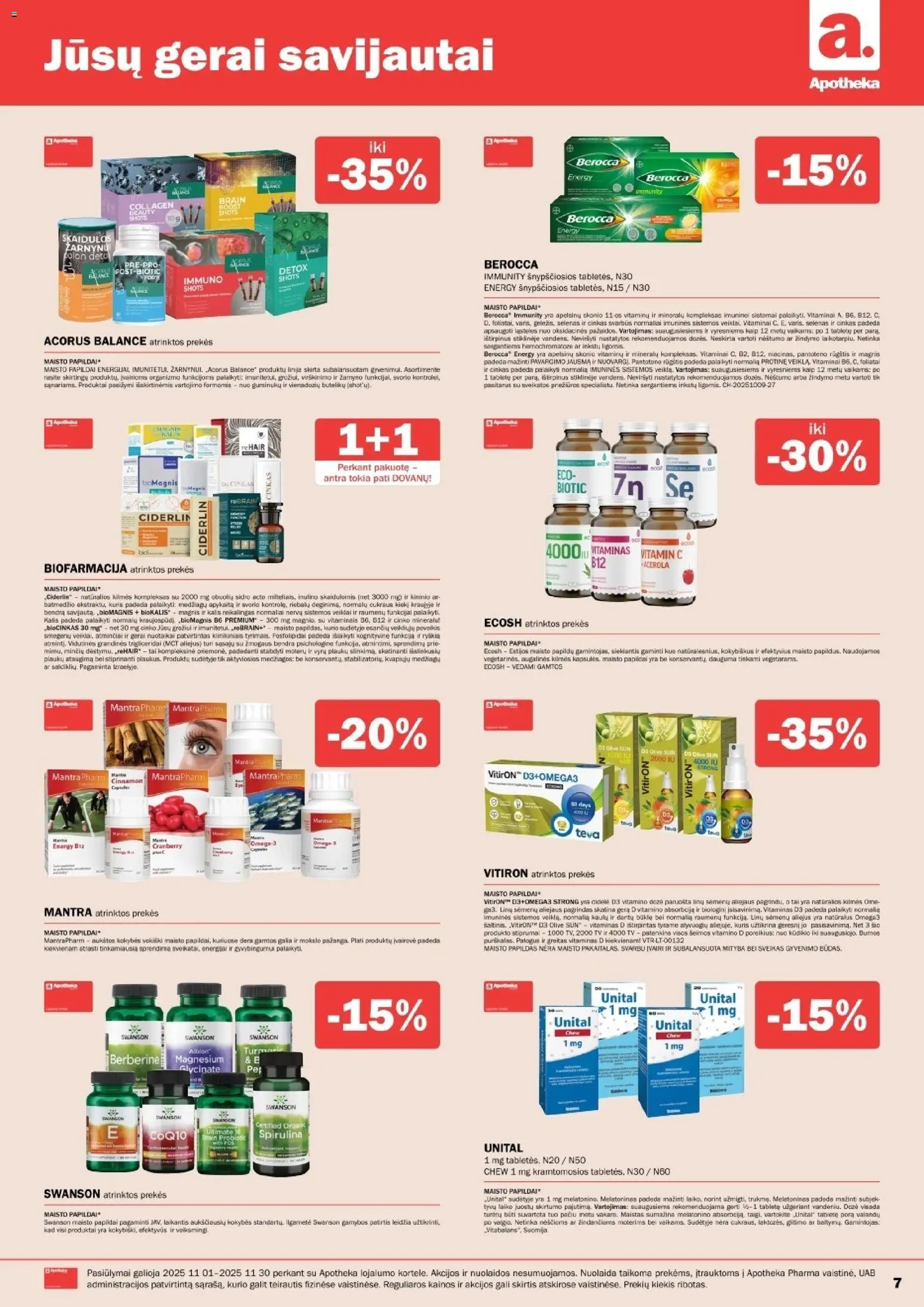 Apotheka akcijos nuo 01.11.2025 | Puslapis: 7 | Prekių: Tv, Aliejus