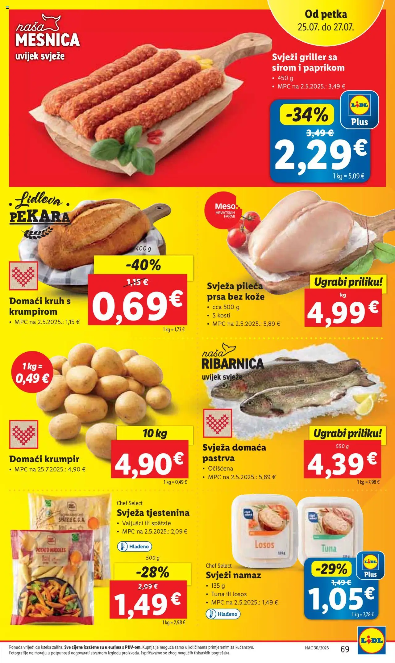 Lidl katalog | vrijedi od 21.07.2025 | Stranica: 69 | Proizvodi: Krumpir, Losos, Tuna, Pileća prsa