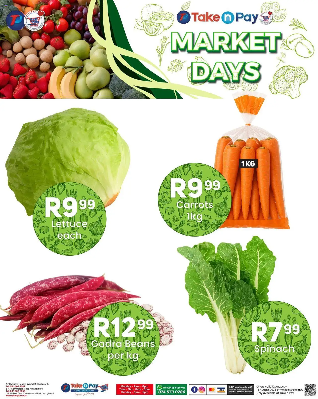 Take n Pay Market Day │ valid from 12.08.2025 | Page: 2 | Products: Beans, Carrots, Lettuce