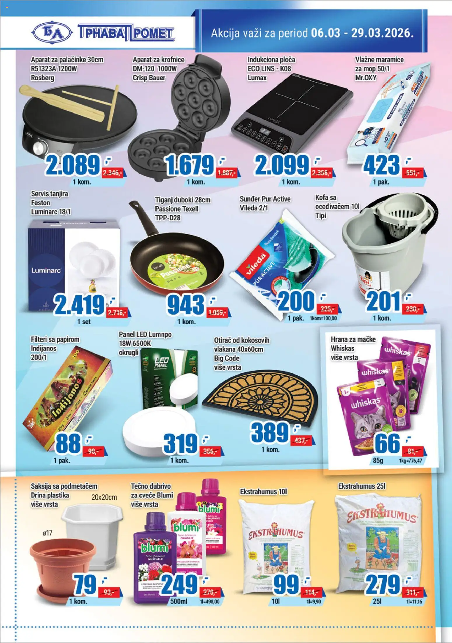 Trnava Promet katalog - važi od 06.03.2026 | Strana: 18 | Proizvode: Aparat za palačinke, Otirač, Vileda, Palačinke