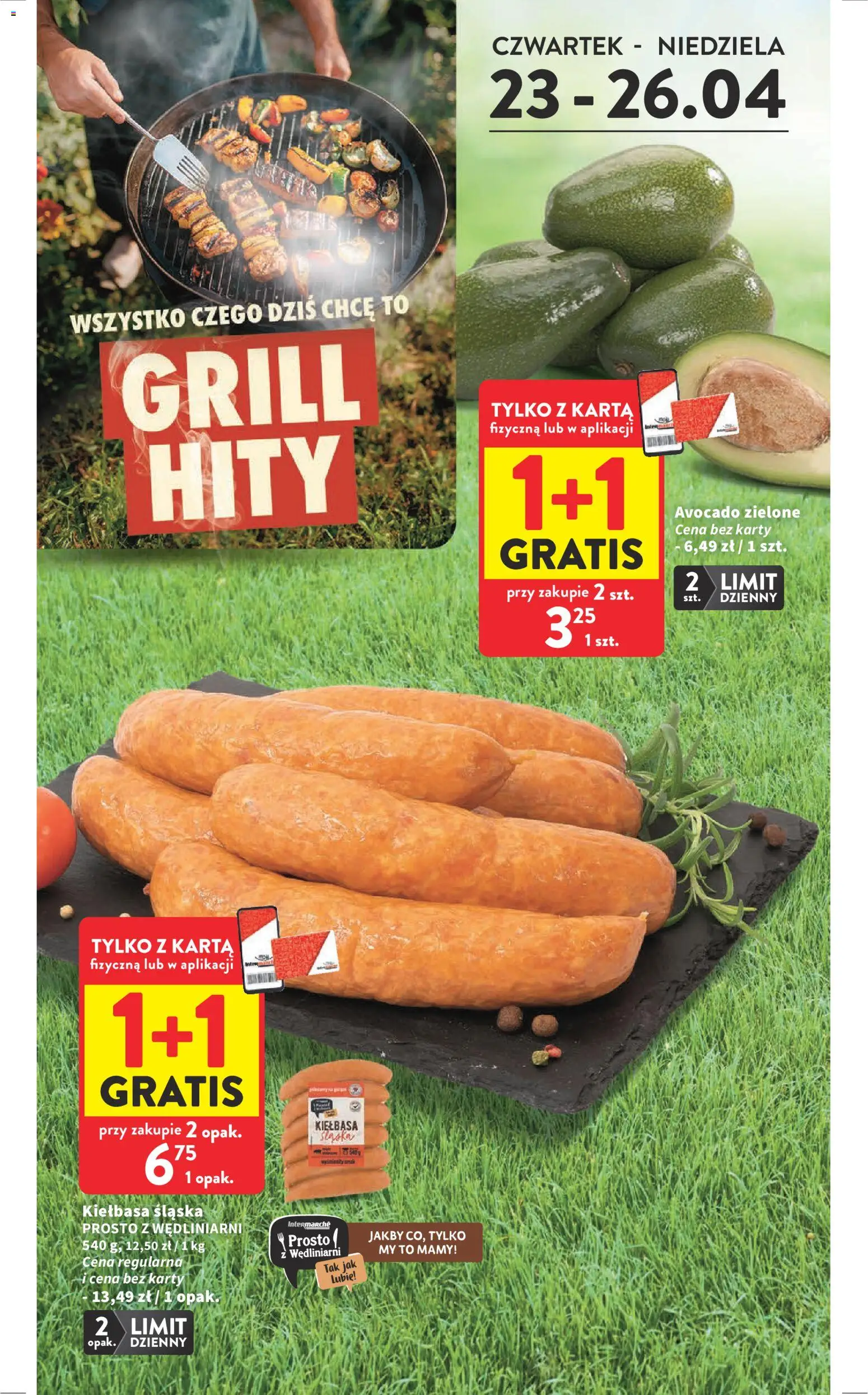 Intermarche gazetka od 23.04.2026 | Strona: 2 | Produkty: Kiełbasa, Karta, Grill, Kiełbasa śląska