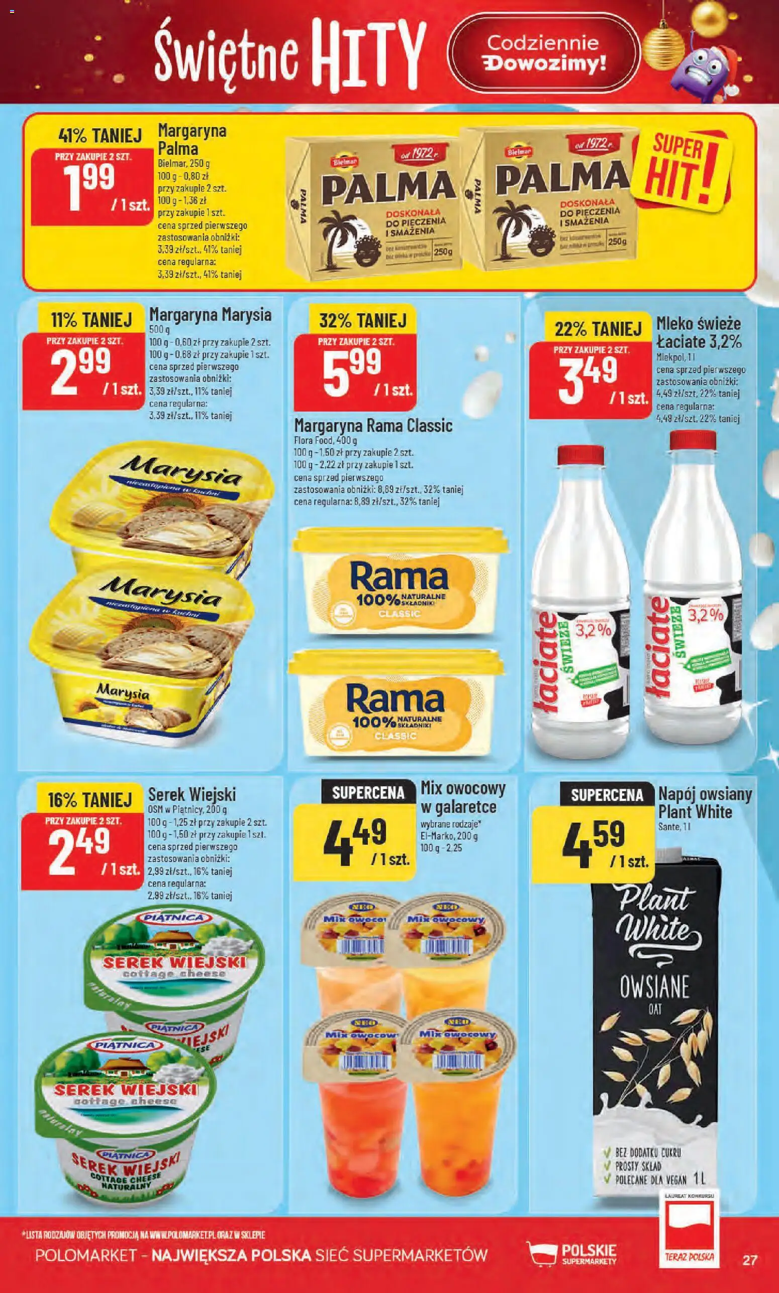 POLOmarket Black Friday od 26.11.2025 | Strona: 27 | Produkty: Napój owsiany, Serek, Serek wiejski, Margaryna