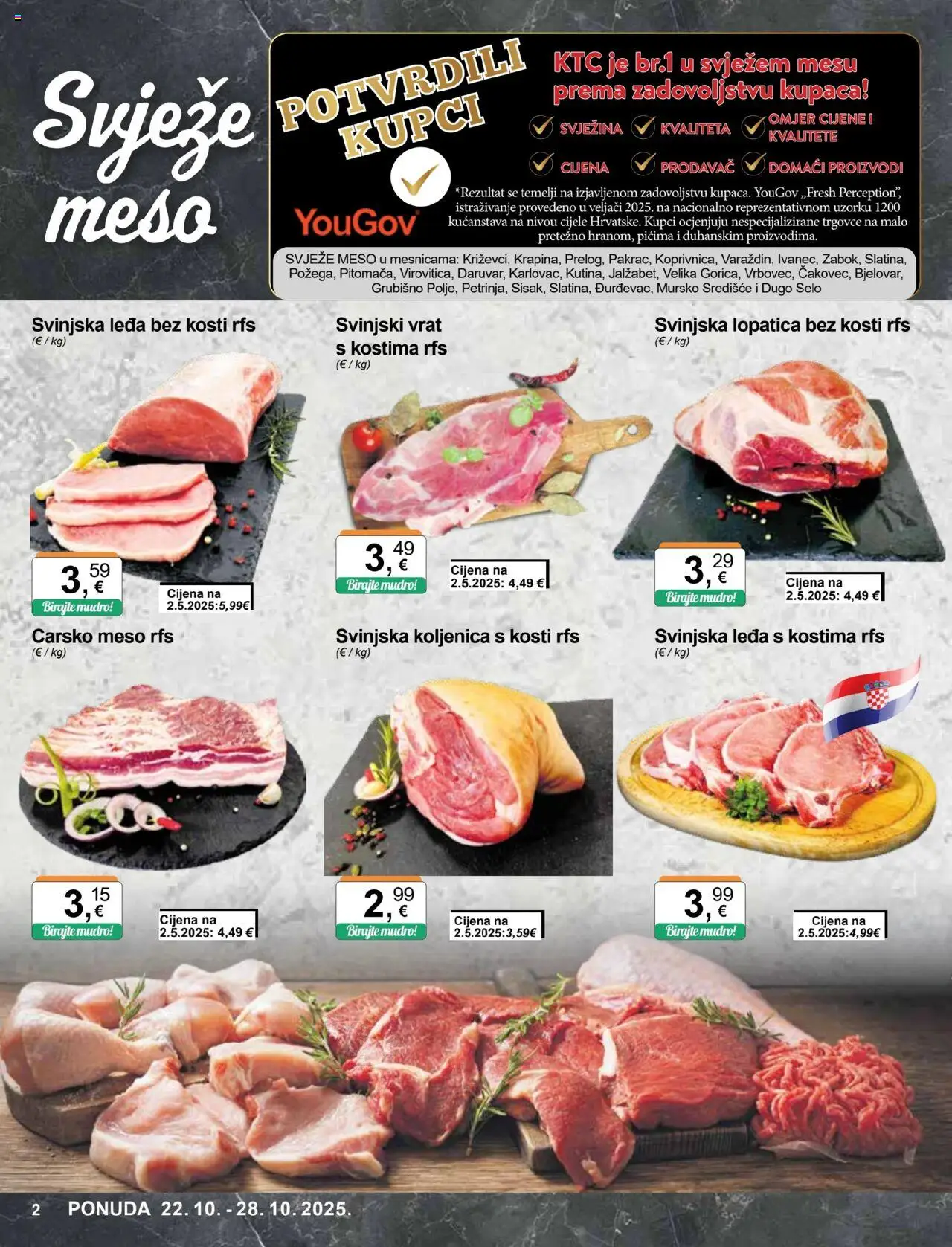 KTC katalog | vrijedi od 22.10.2025 | Stranica: 2 | Proizvodi: Svinjski vrat, Svinjska lopatica, Meso, Lopatica