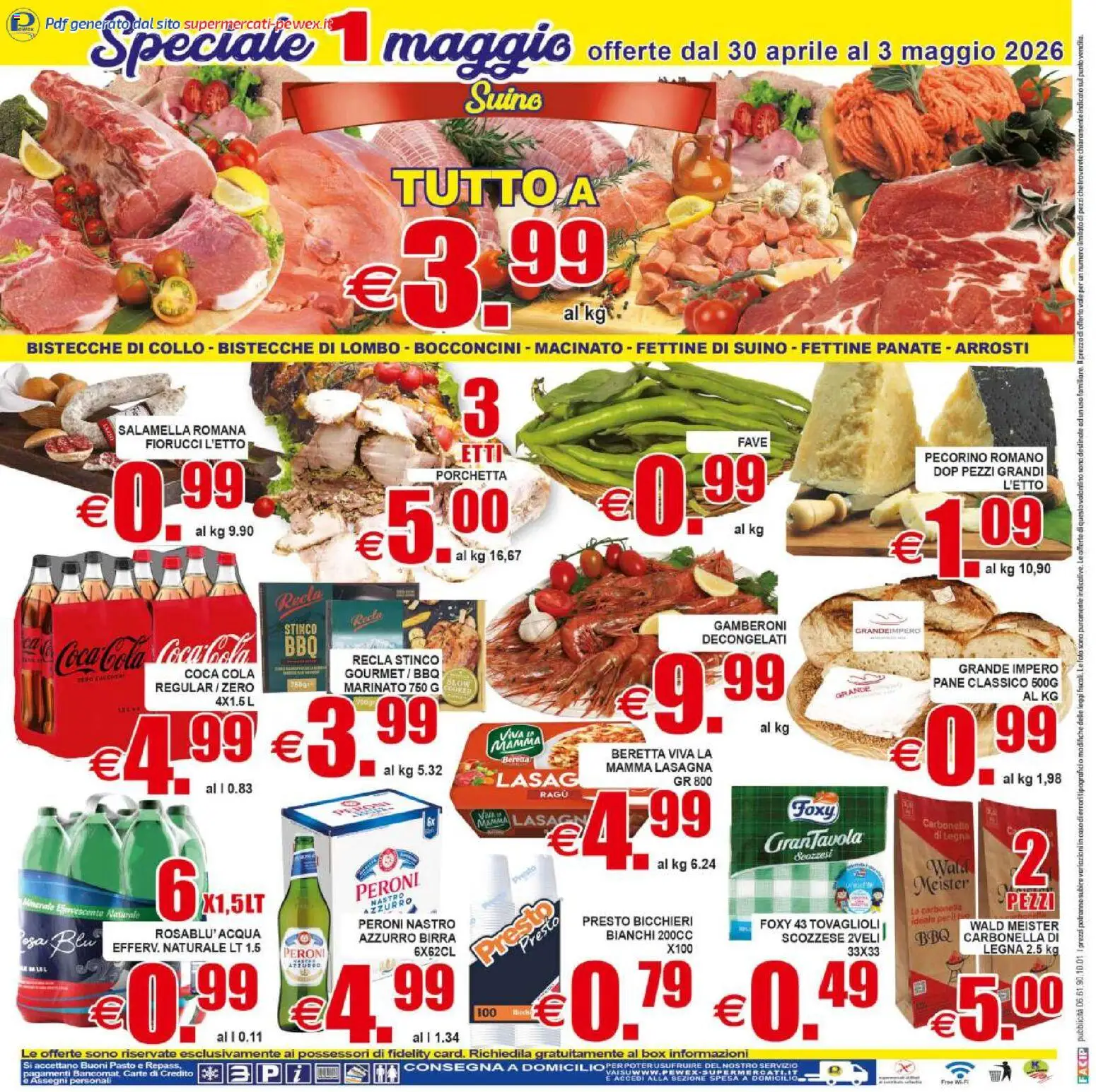 Volantino Pewex del 29.04.2026 | Pagina: 24 | Prodotti: Porchetta, Salamella, Pecorino Romano, Pecorino