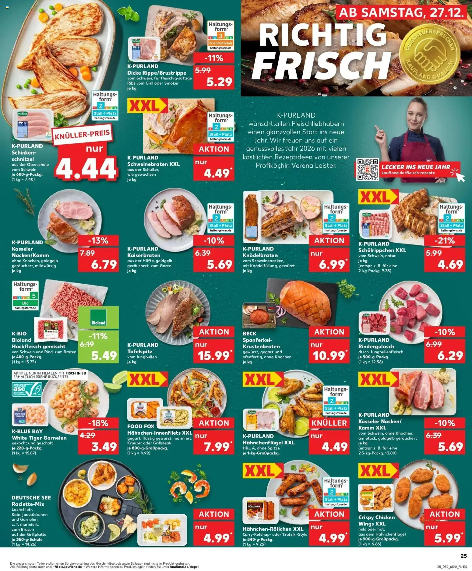 Kaufland prospekt Duisburg	 – gültig ab 28.12.2025 | Seite: 25 | Produkte: Rindergulasch, Tiger garnelen, Raclette, Hackfleisch