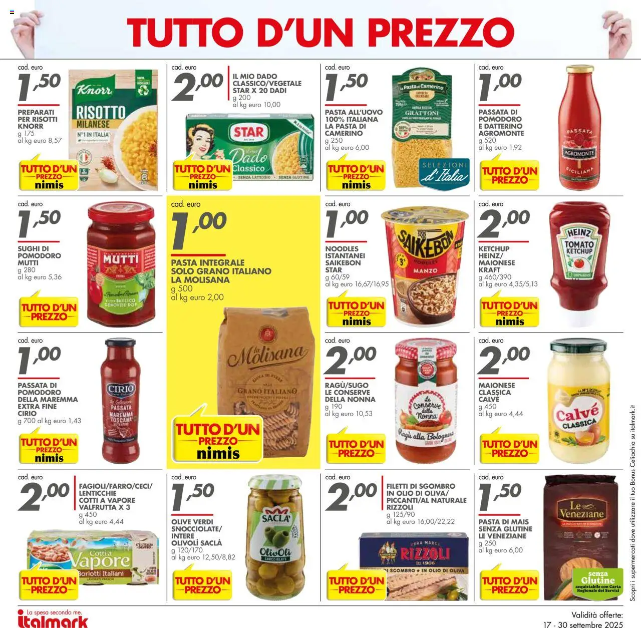 Volantino Italmark del 17.09.2025 | Pagina: 4 | Prodotti: Manzo, Olive, Ragú, Sgombro