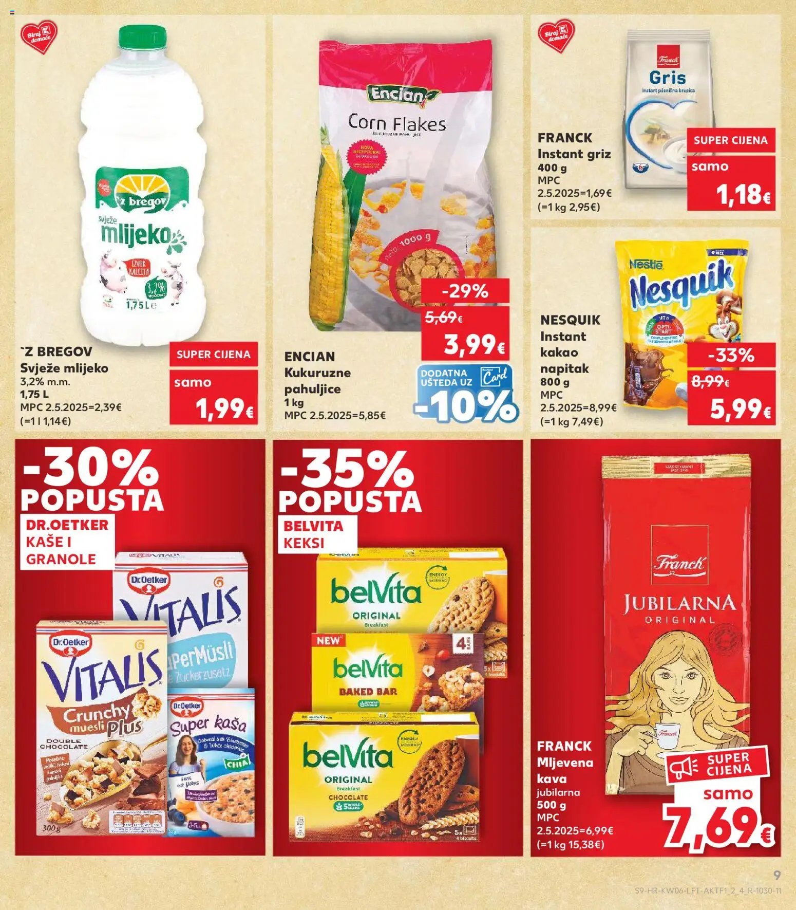 Kaufland katalog | vrijedi od 04.02.2026 | Stranica: 9 | Proizvodi: Mljevena kava, Pahuljice, Nesquik, Kakao