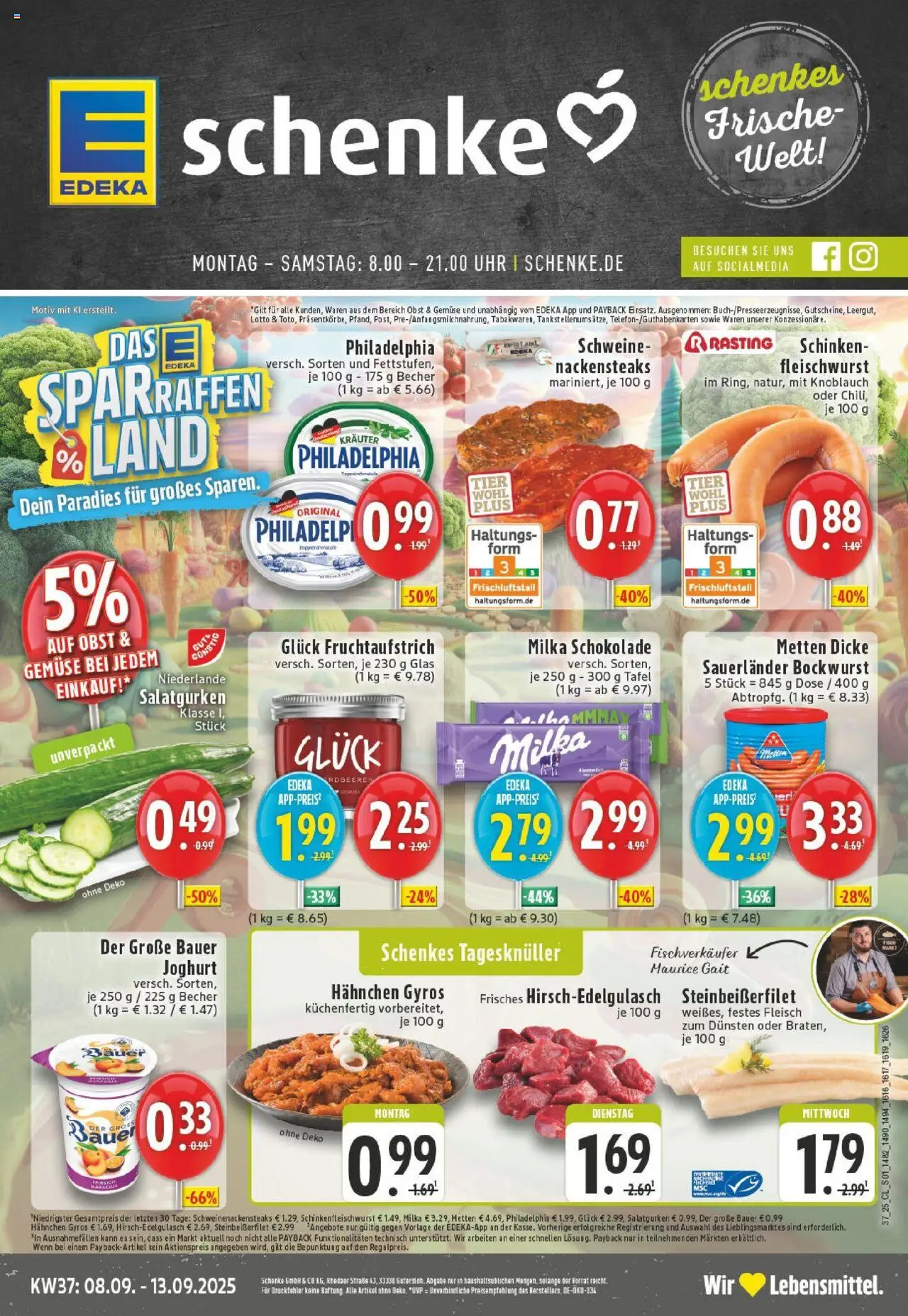 Edeka prospekt Gütersloh	 – gültig ab 07.09.2025 | Seite: 1 | Produkte: Schokolade, Bauer joghurt, Gemüse, Fleisch