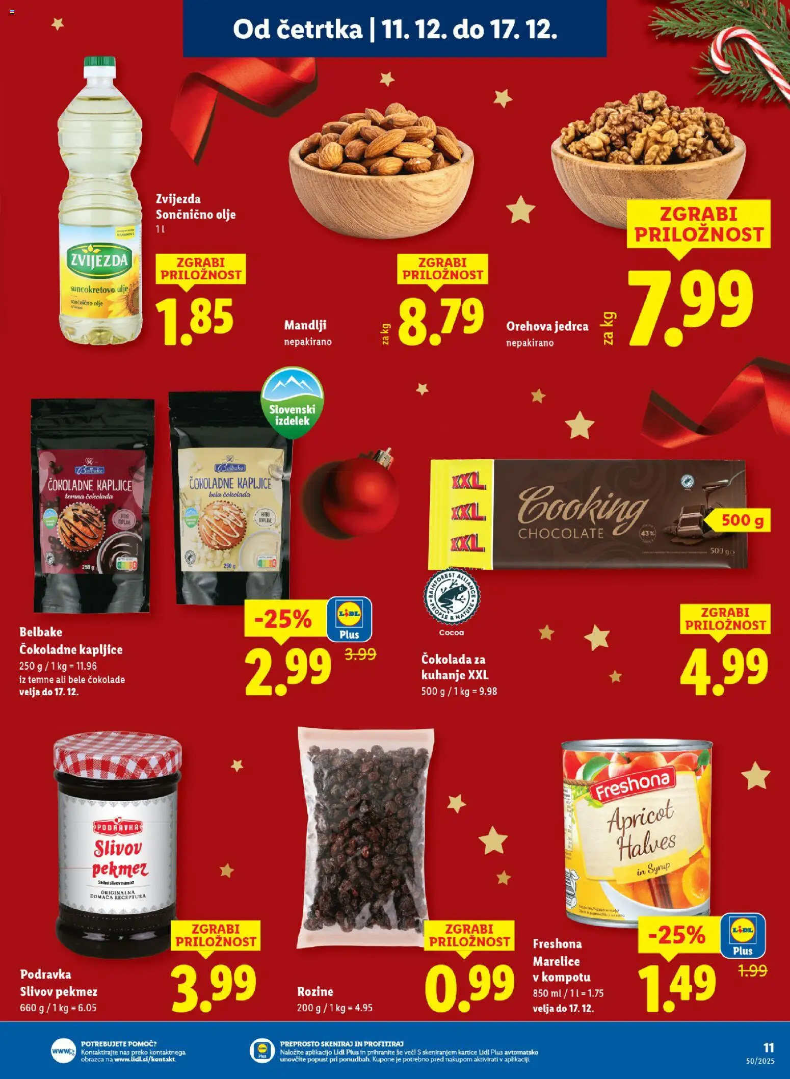 Novi Lidl katalog ponudbe – veljaven od 11.12.2025 | Stran: 15 | Izdelki: Mandlji, Olje, Cokolada, Rozine