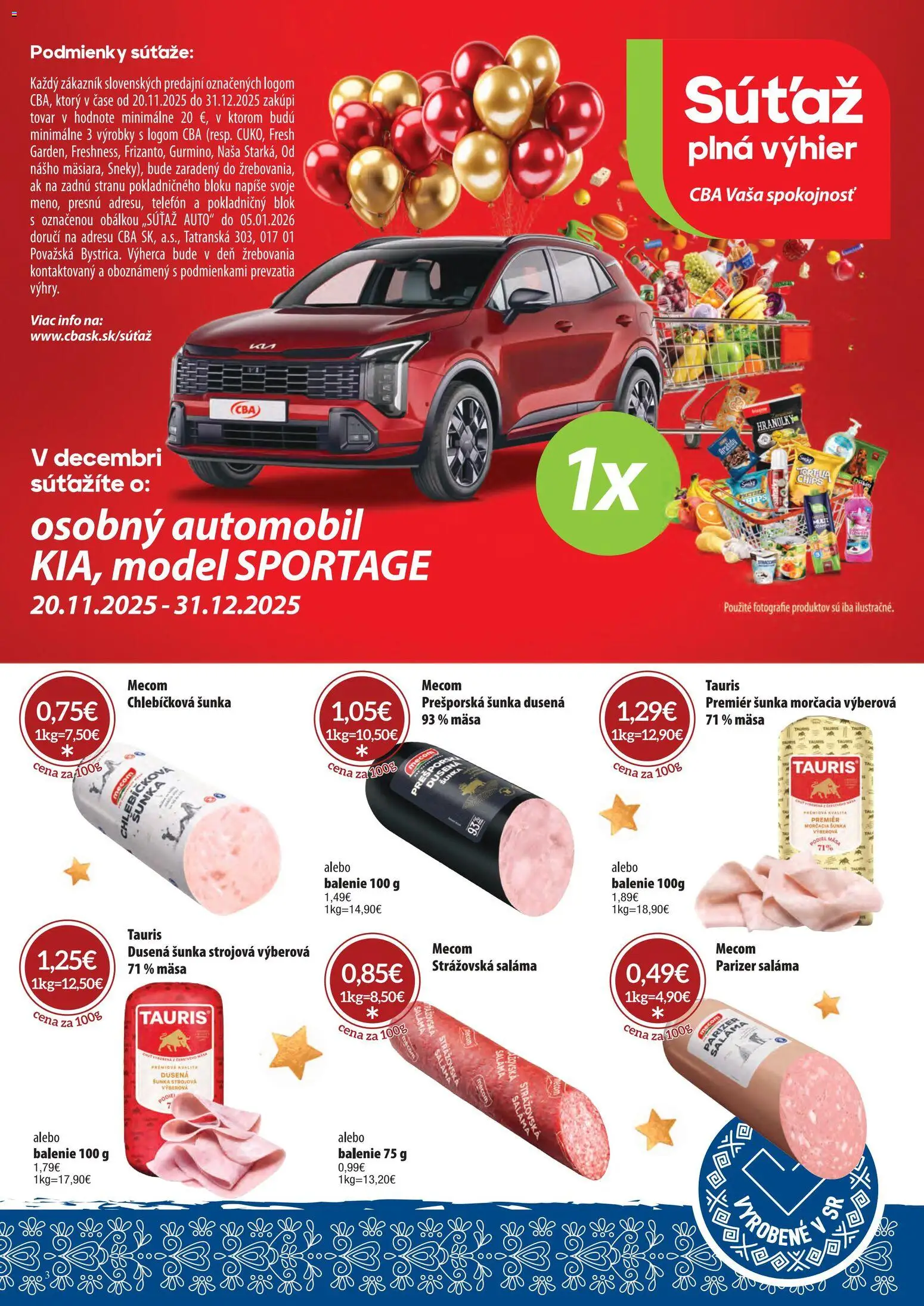 Nové CBA Komfos akcie – leták je platný od 15.12.2025 | Strana: 3 | Produkty: Telefón, Saláma, Tortilla