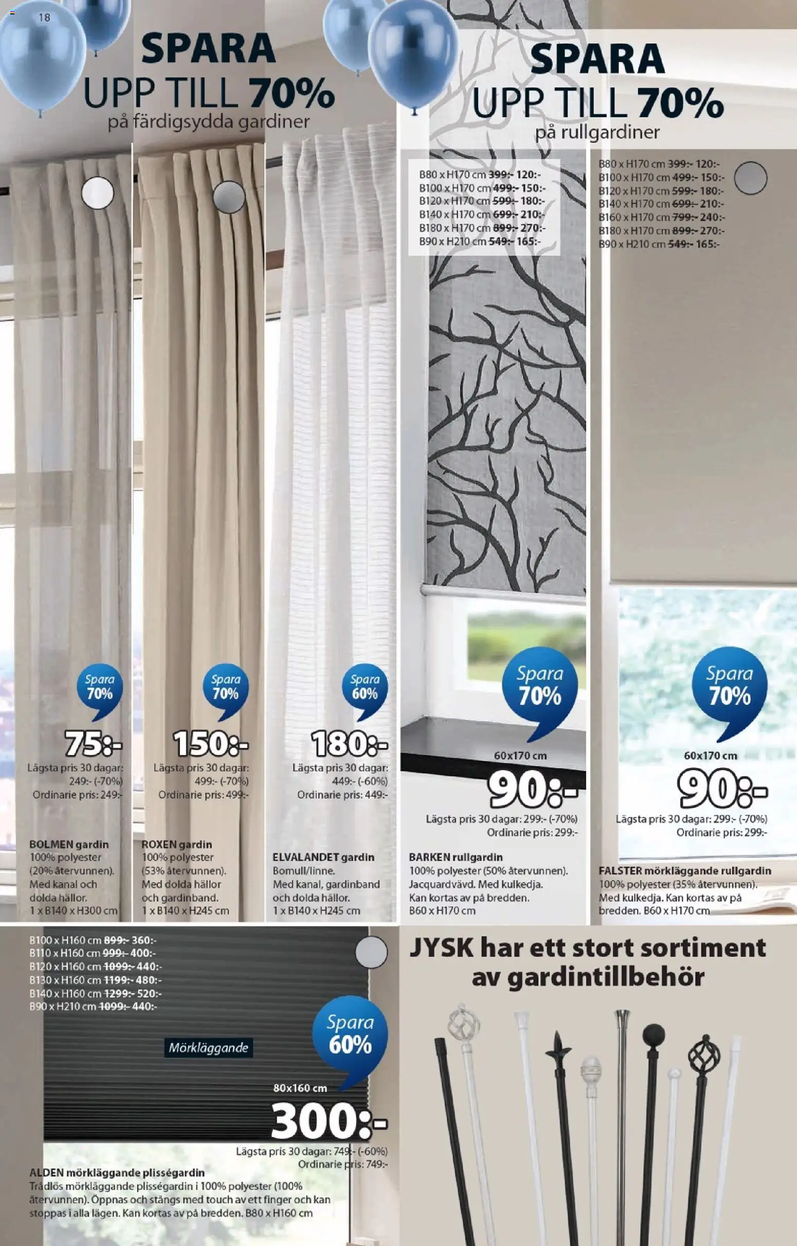 JYSK reklamblad aktuell från 30.03.2026 | Sida: 18 | Produkter: Gardin, Rullgardin