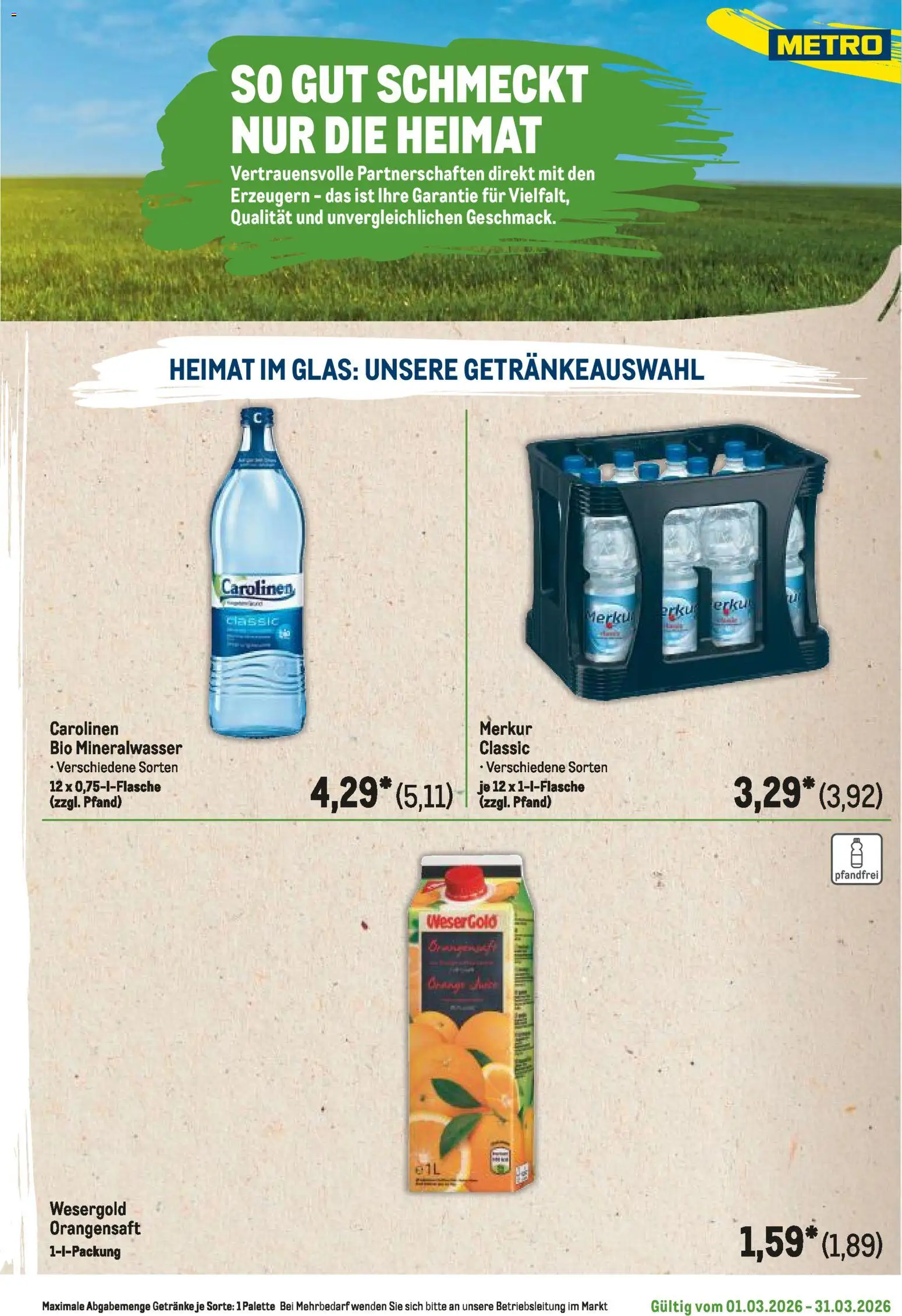 Metro Regionaler Flyer – gültig ab 01.03.2026 | Seite: 5 | Produkte: Orangensaft, Mineralwasser