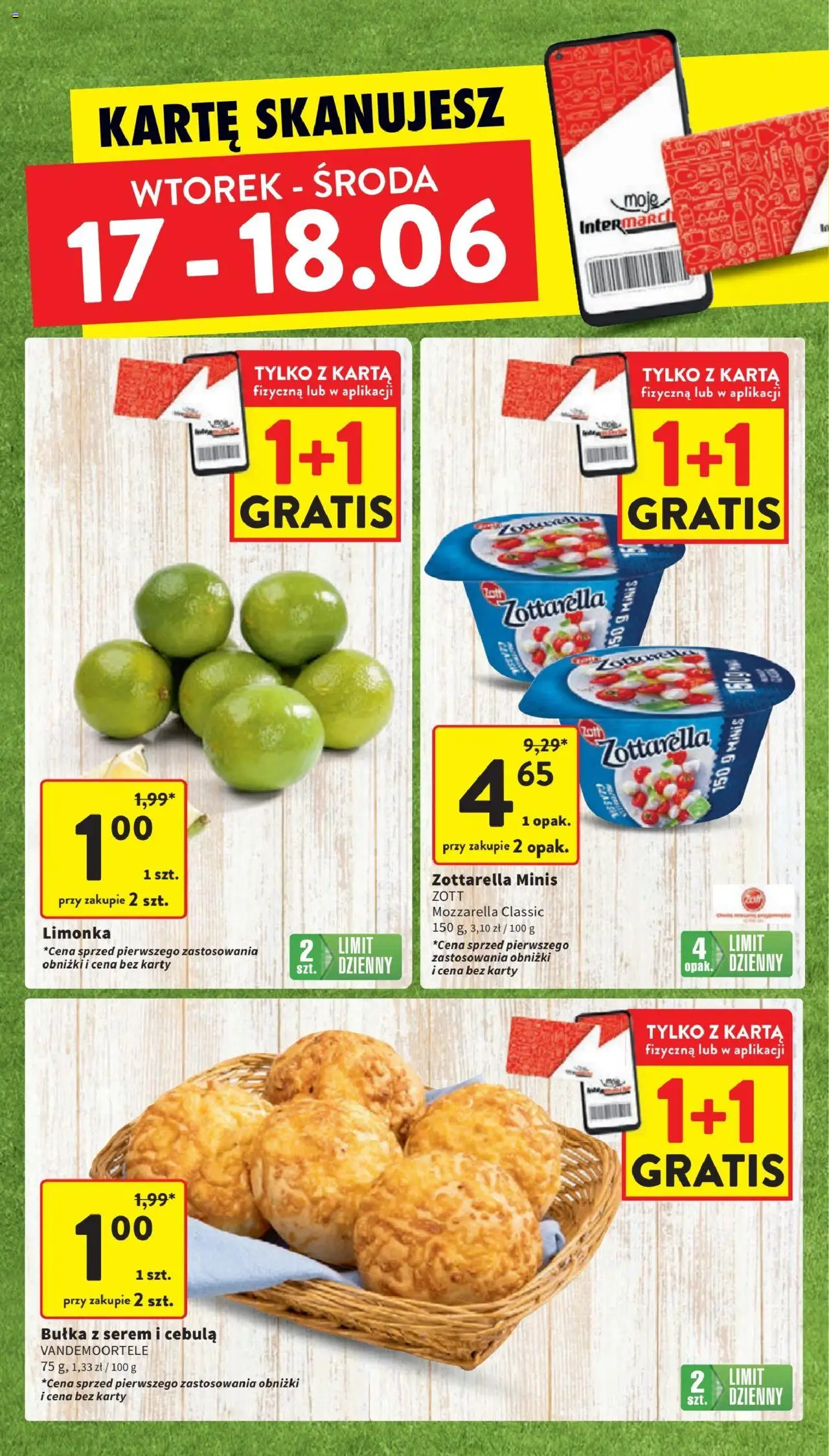 Intermarche Gazetka od 17.06.2025 | Strona: 4 | Produkty: Karta, Limonka, Bułka, Mozzarella