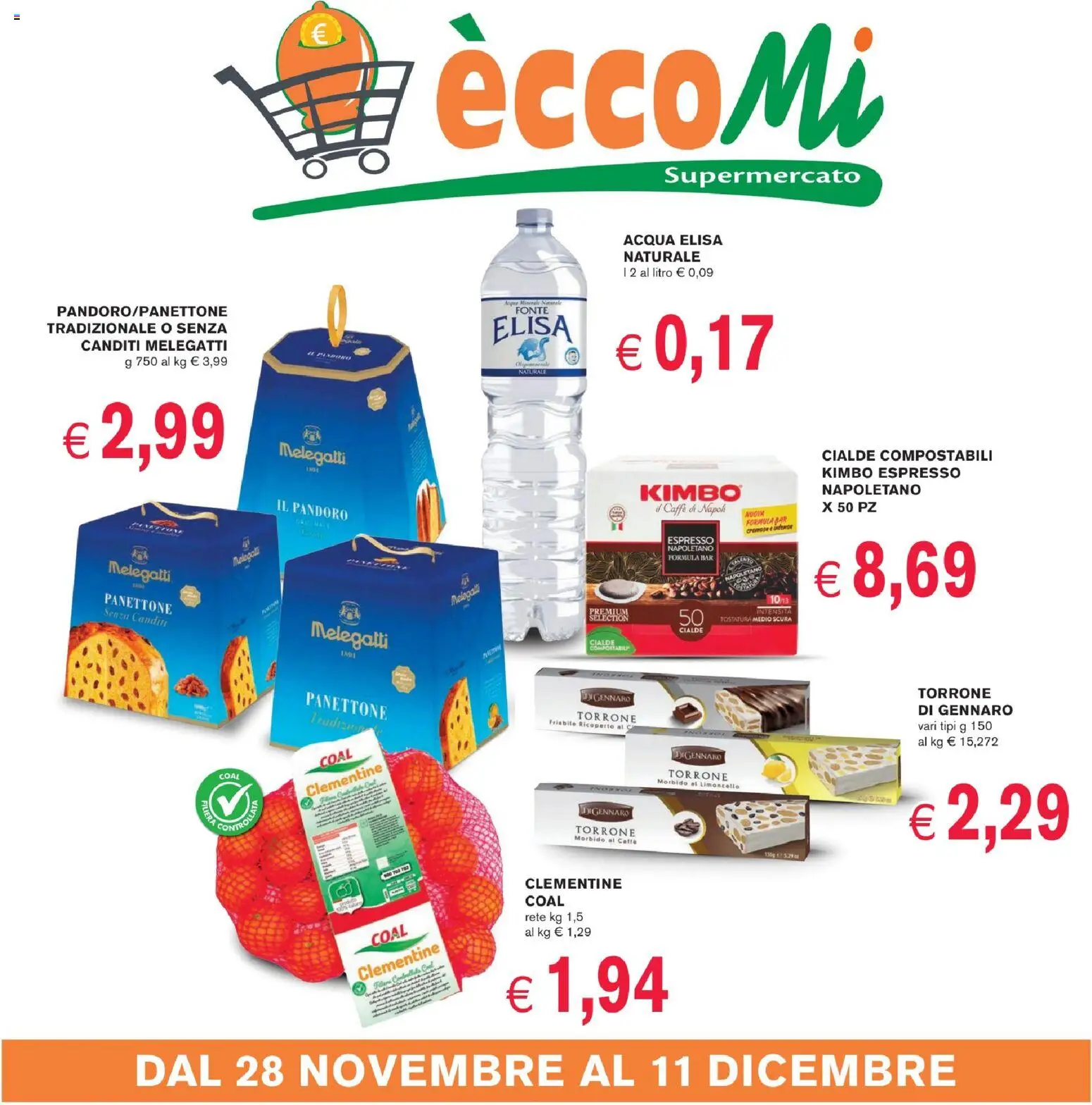 Volantino Coal del 28.11.2025 | Pagina: 1 | Prodotti: Acqua, Pandoro, Panettone, Limoncello