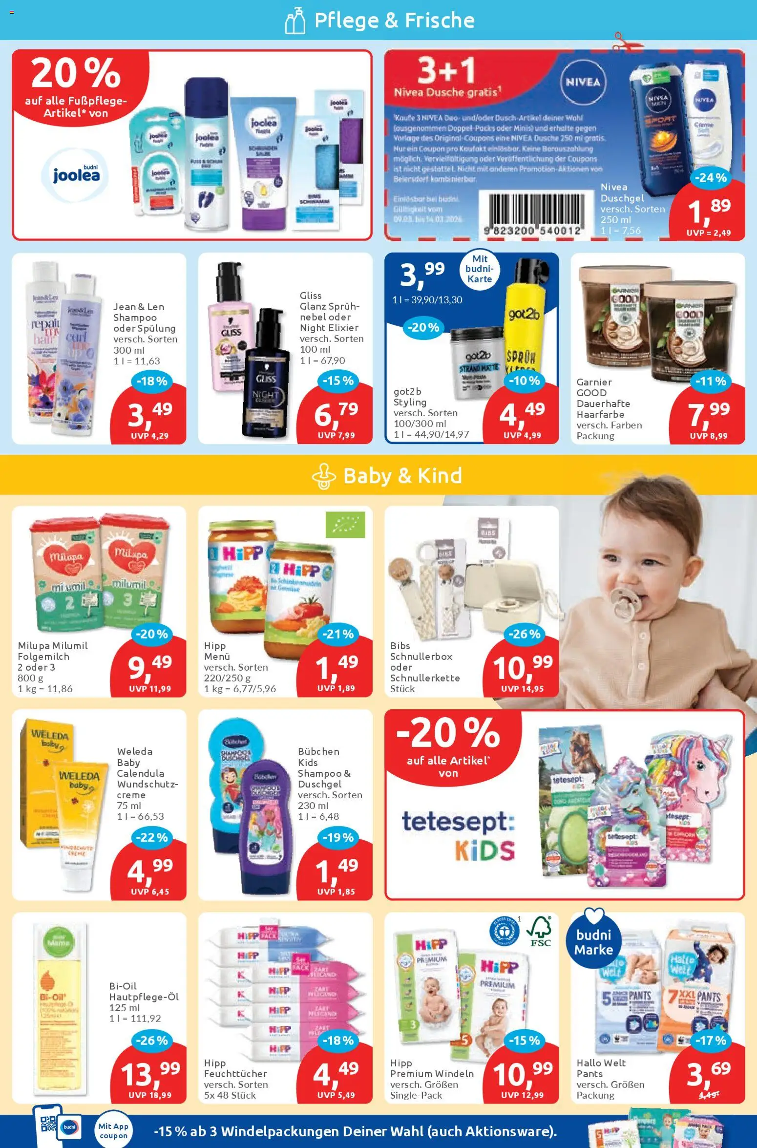 Budni Prospekt 	 – gültig ab 09.03.2026 | Seite: 3 | Produkte: Shampoo, Spülung, Haarfarbe, Duschgel