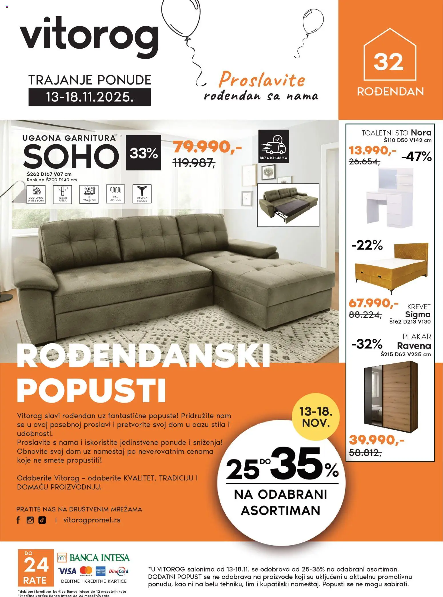 Vitorog katalog - važi od 13.11.2025 | Strana: 1 | Proizvode: Krevet, Sto, Ugaona garnitura