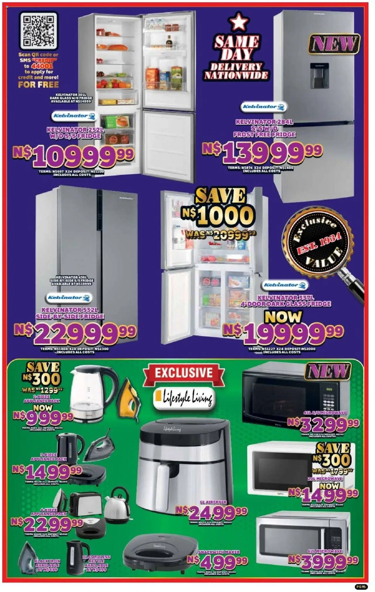 New Lewis Stores catalogue – valid from 01.10.2025 | Page: 19 | Products: Kettle, Iron, Fridge, Microwave