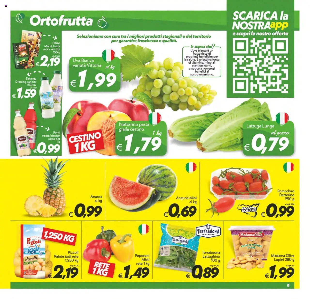 Volantino SuperConveniente del 24.07.2025 | Pagina: 9 | Prodotti: Lupini, Uva, Lattuga, Cestino