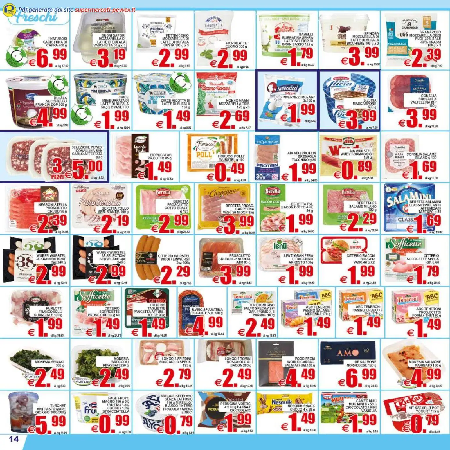 Volantino Pewex del 29.04.2026 | Pagina: 14 | Prodotti: Arrosto, Formaggio, Prosciutto, Broccoli