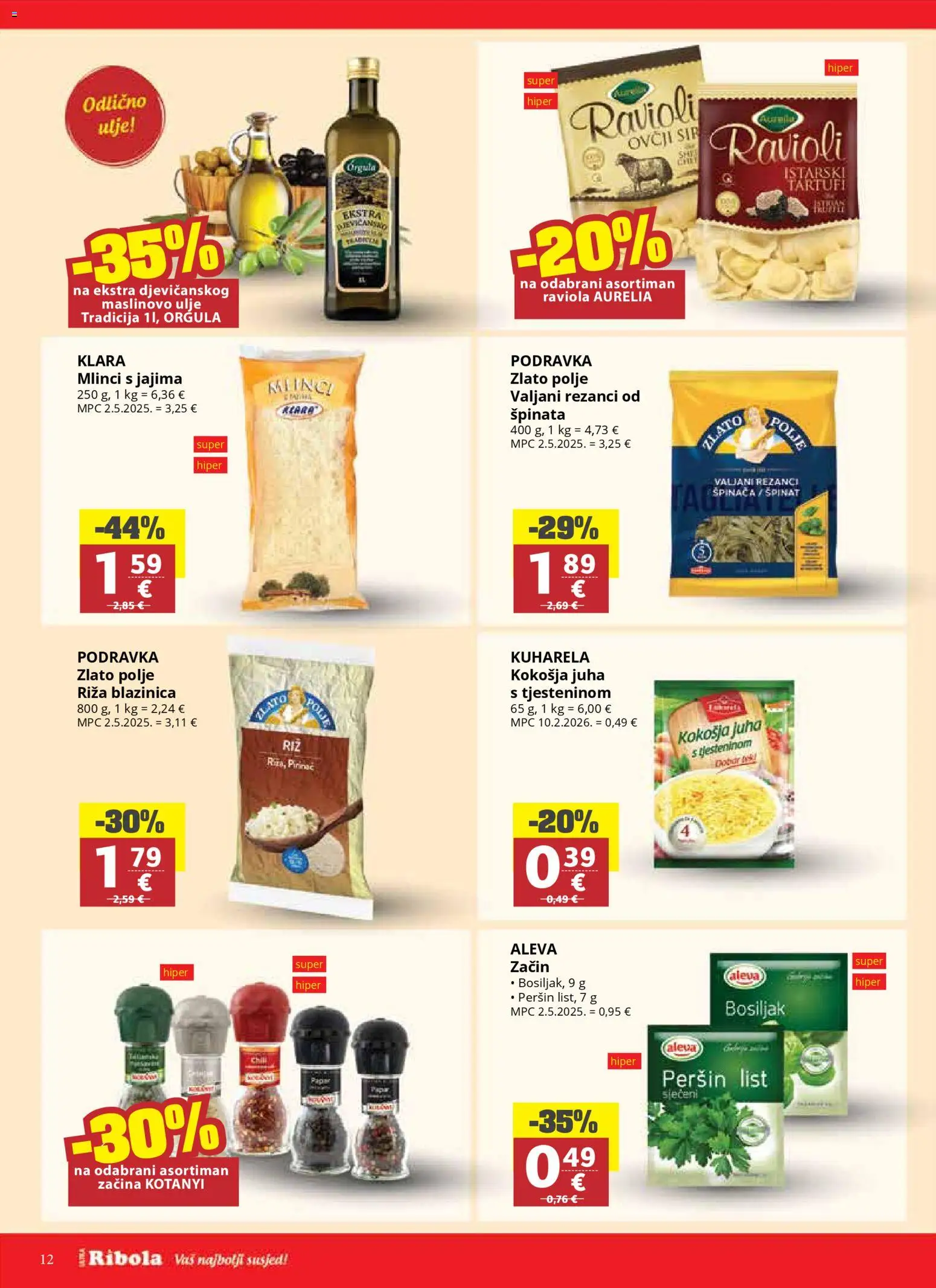Ribola katalog | vrijedi od 15.04.2026 | Stranica: 12 | Proizvodi: Ulje, Riža, Rezanci, Ravioli