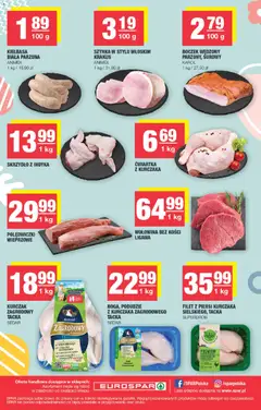 Pogląd oferty "Spar gazetka - Eurospar" - ważna od 30.03.2026 | Strona: 8 | Produkty: Kiełbasa, Boczek, Filet z piersi kurczaka, Wołowina