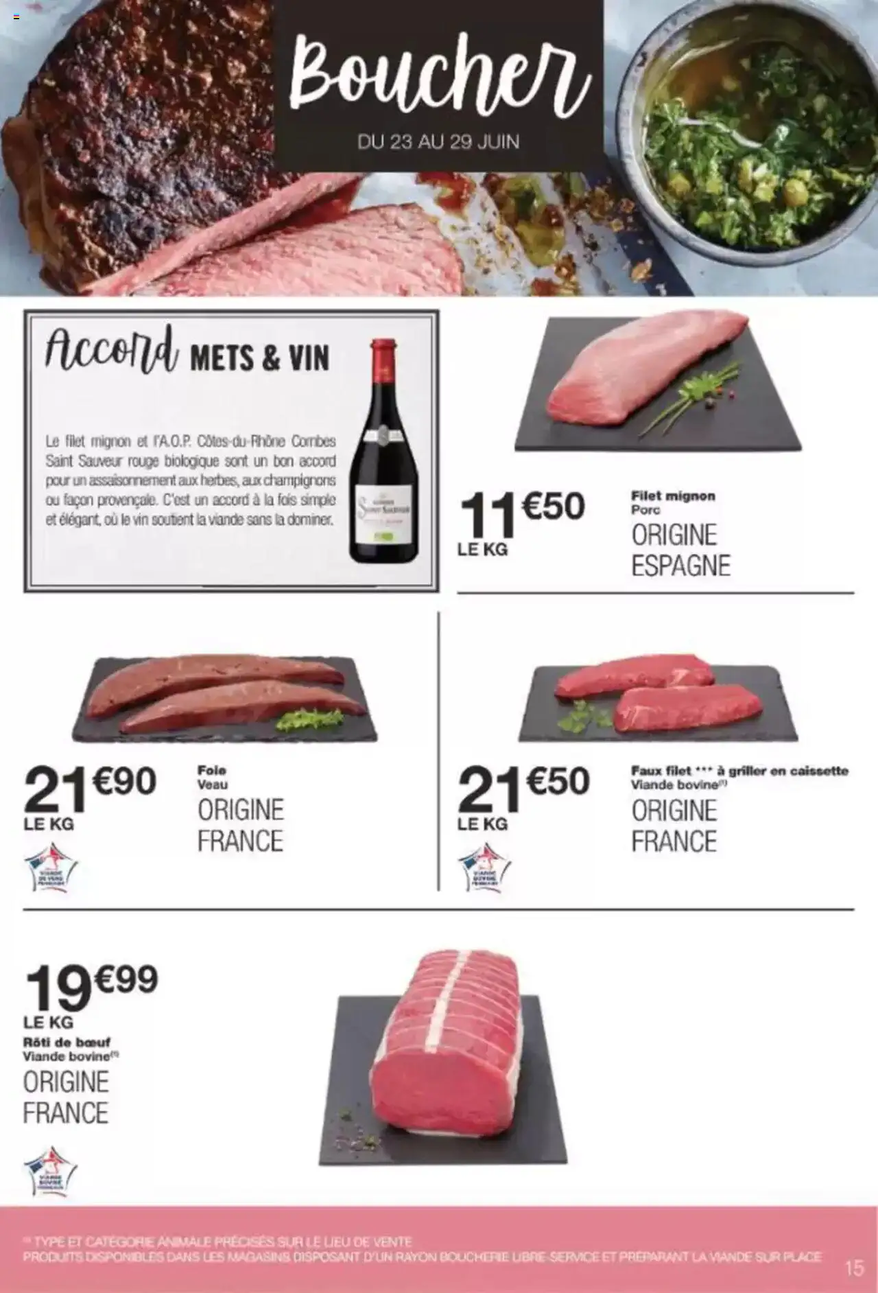  | Page: 15 | Produits: Viande, Vin, Porc, Viande bovine