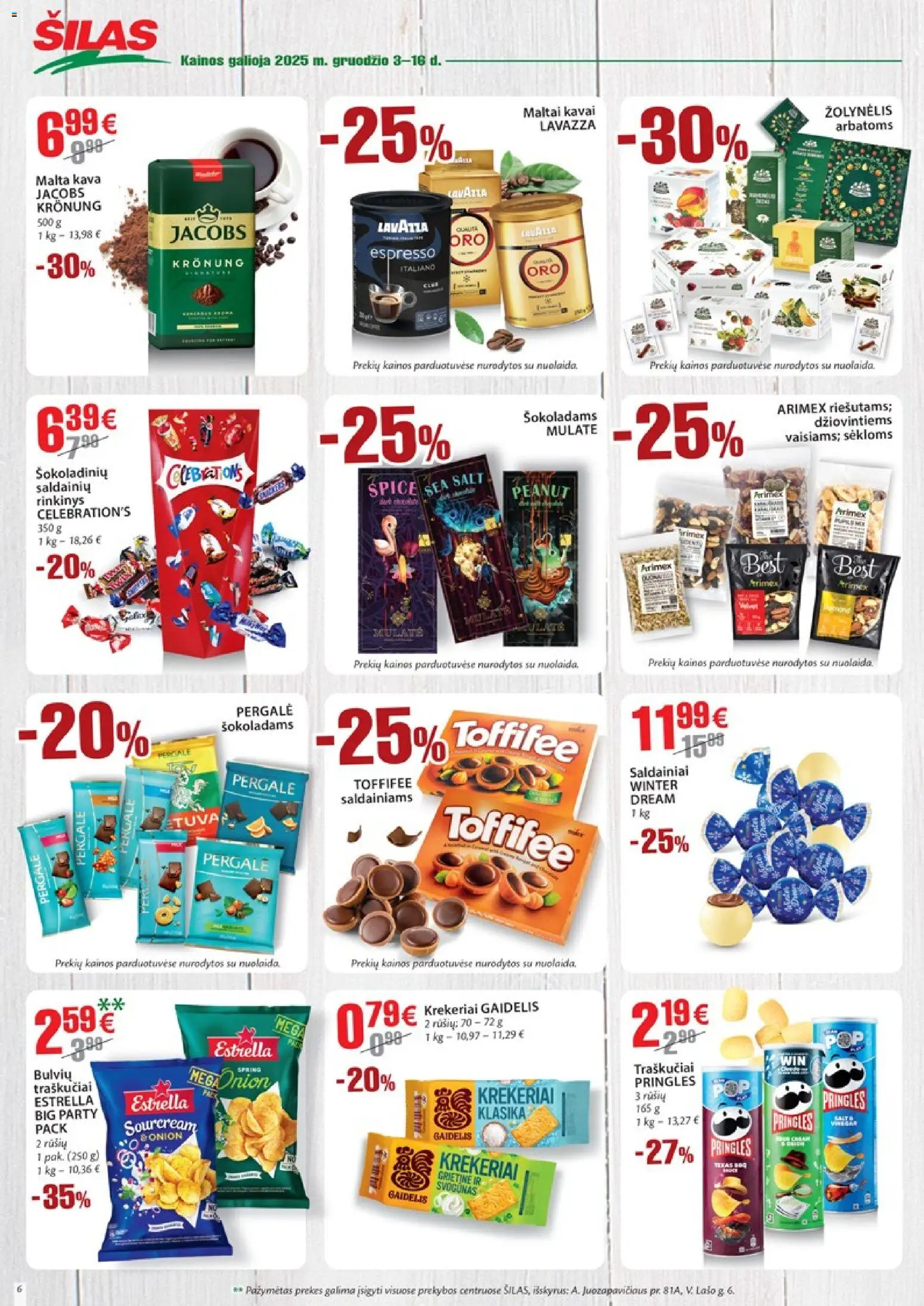 Šilas akcijos nuo 03.12.2025 | Puslapis: 6 | Prekių: Kava, Grietinė, Saldainiai, Traškučiai