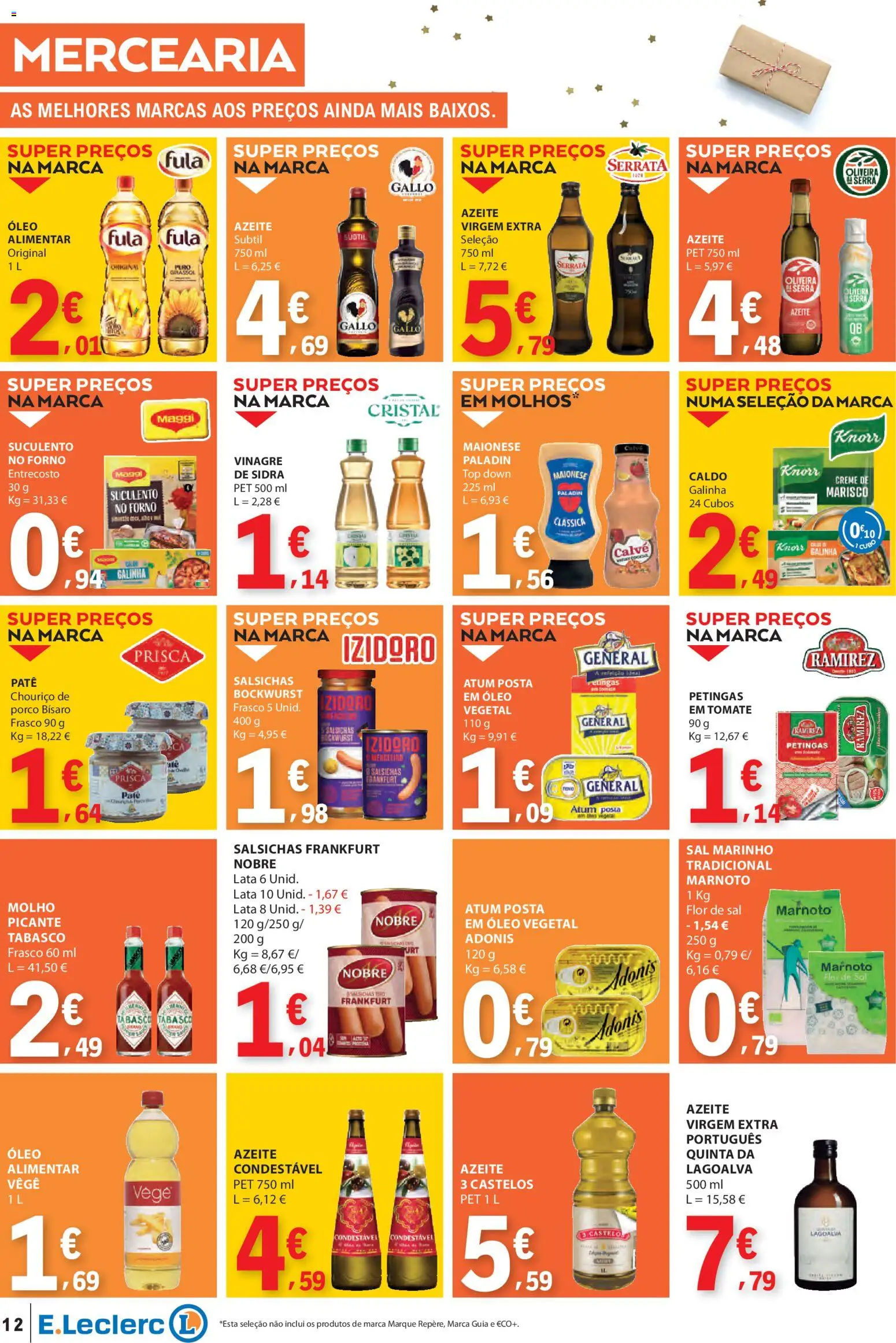 E.Leclerc folheto │ válido de 13.11.2025 | Página: 12 | Produtos: Vinagre, Sal, Maionese, Tomate