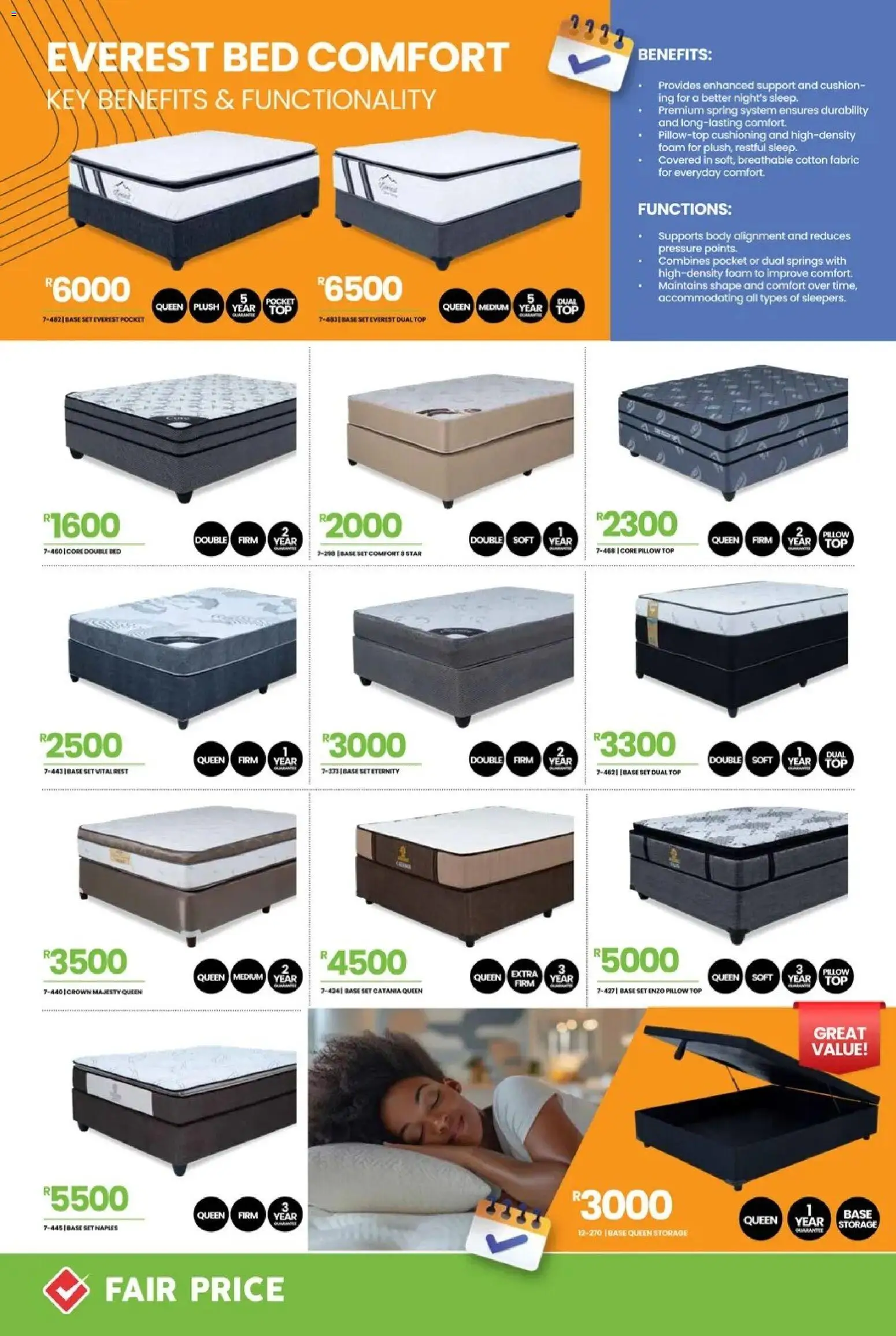 New Fair Price catalogue – valid from 01.01.2026 | Page: 18 | Products: Cushion, Double bed, Bed, Pillow