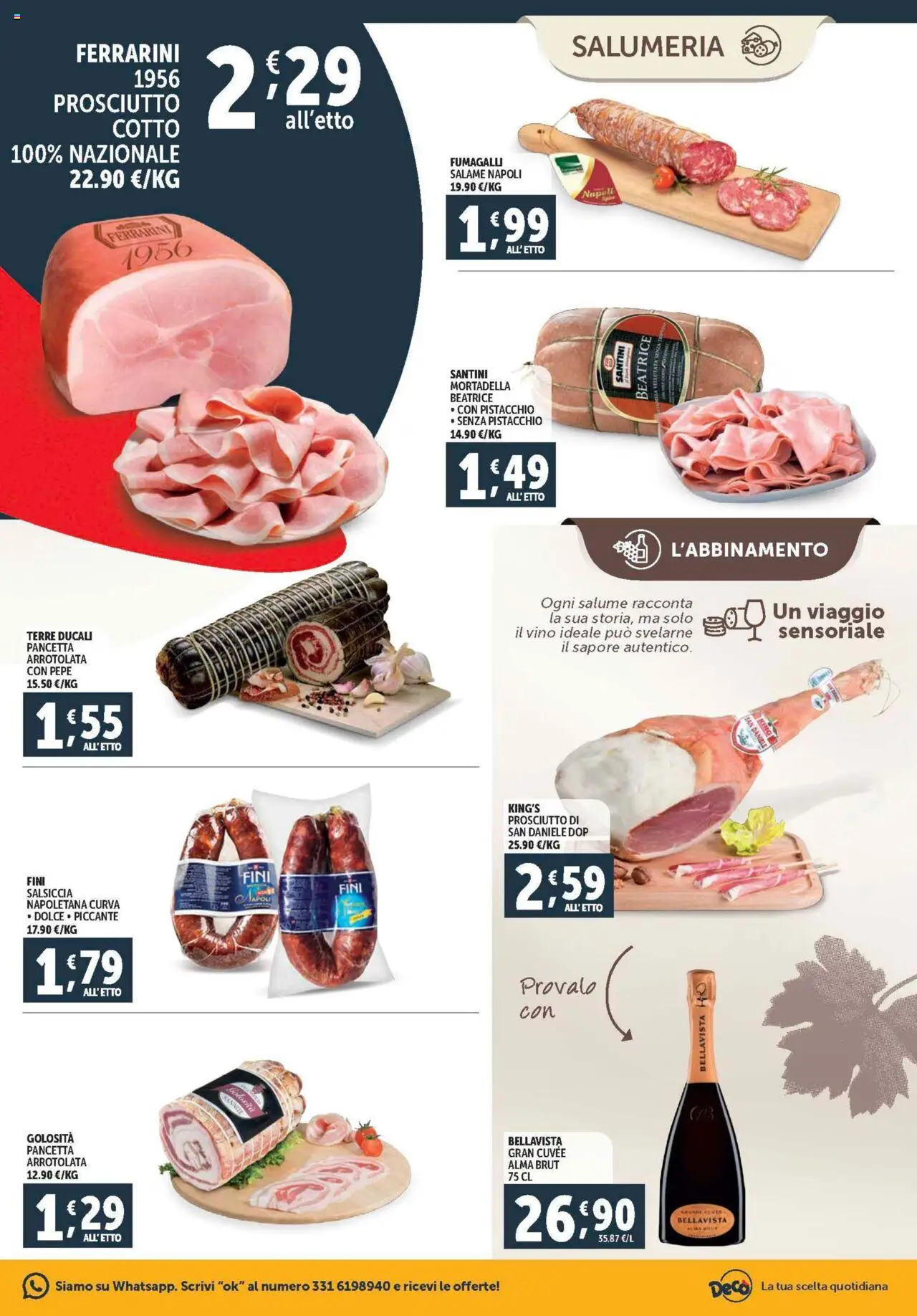 Volantino Decò del 08.08.2025 | Pagina: 3 | Prodotti: Prosciutto, Salsiccia, Vino, Mortadella