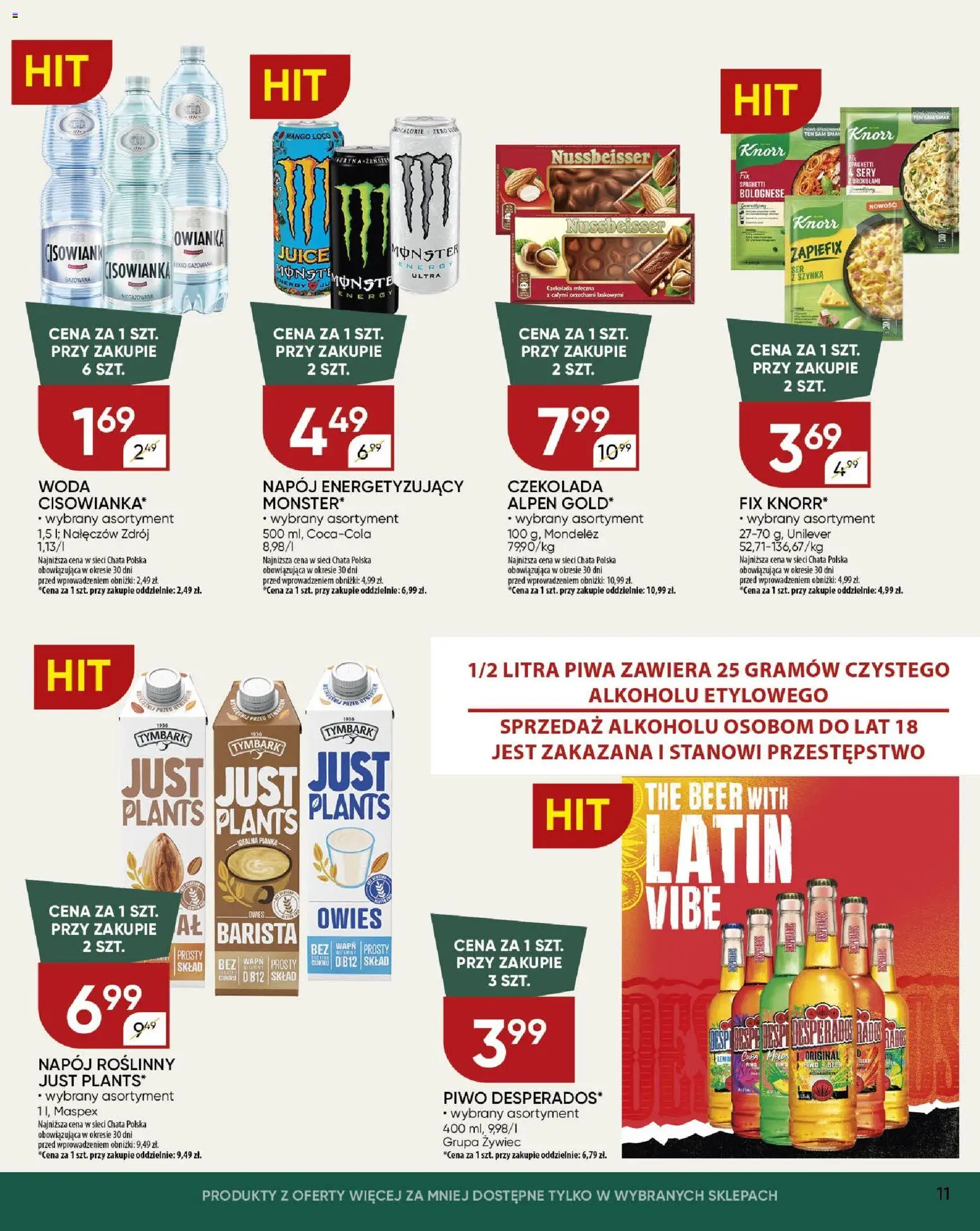 Chata Polska Gazetka od 29.01.2026 | Strona: 11 | Produkty: Mango, Szynka, Czekolada, Woda