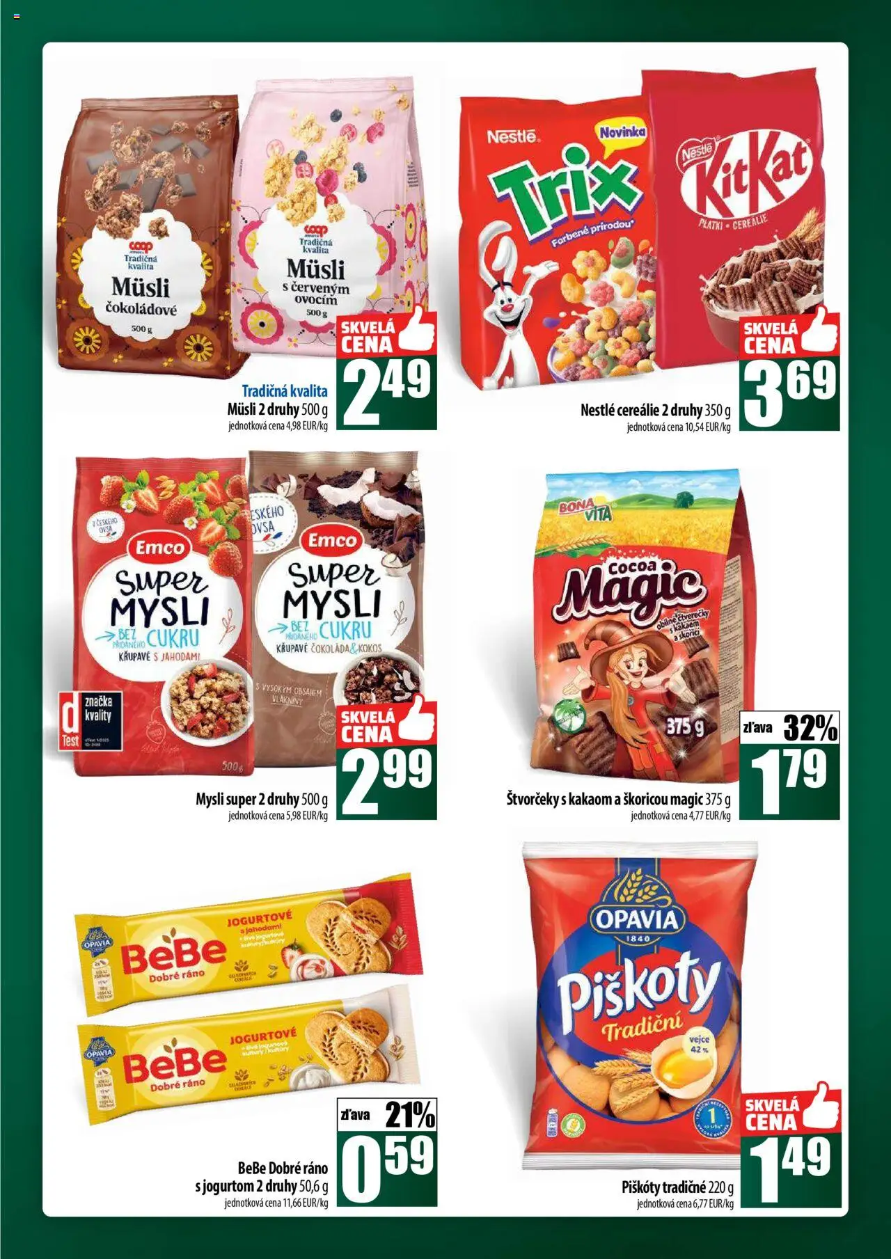 Nové COOP Jednota akcie – leták je platný od 02.10.2025 | Strana: 35 | Produkty: BeBe Dobré ráno, Čokoláda, Cereálie