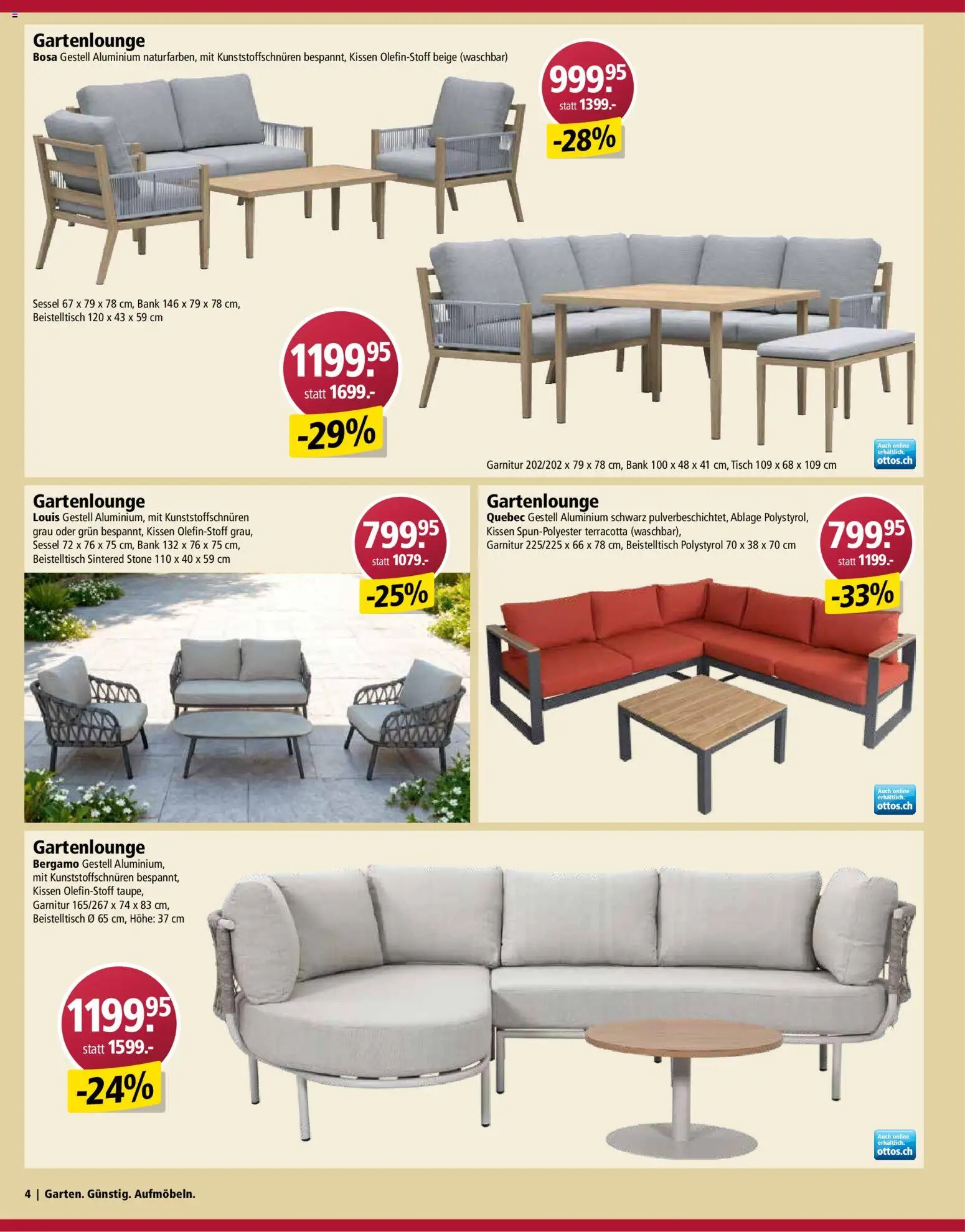 Otto's Aktionen Gartenmöbel – gültig ab 03.03.2026 | Seite: 4 | Produkte: Tisch, Kissen, Sessel, Beistelltisch
