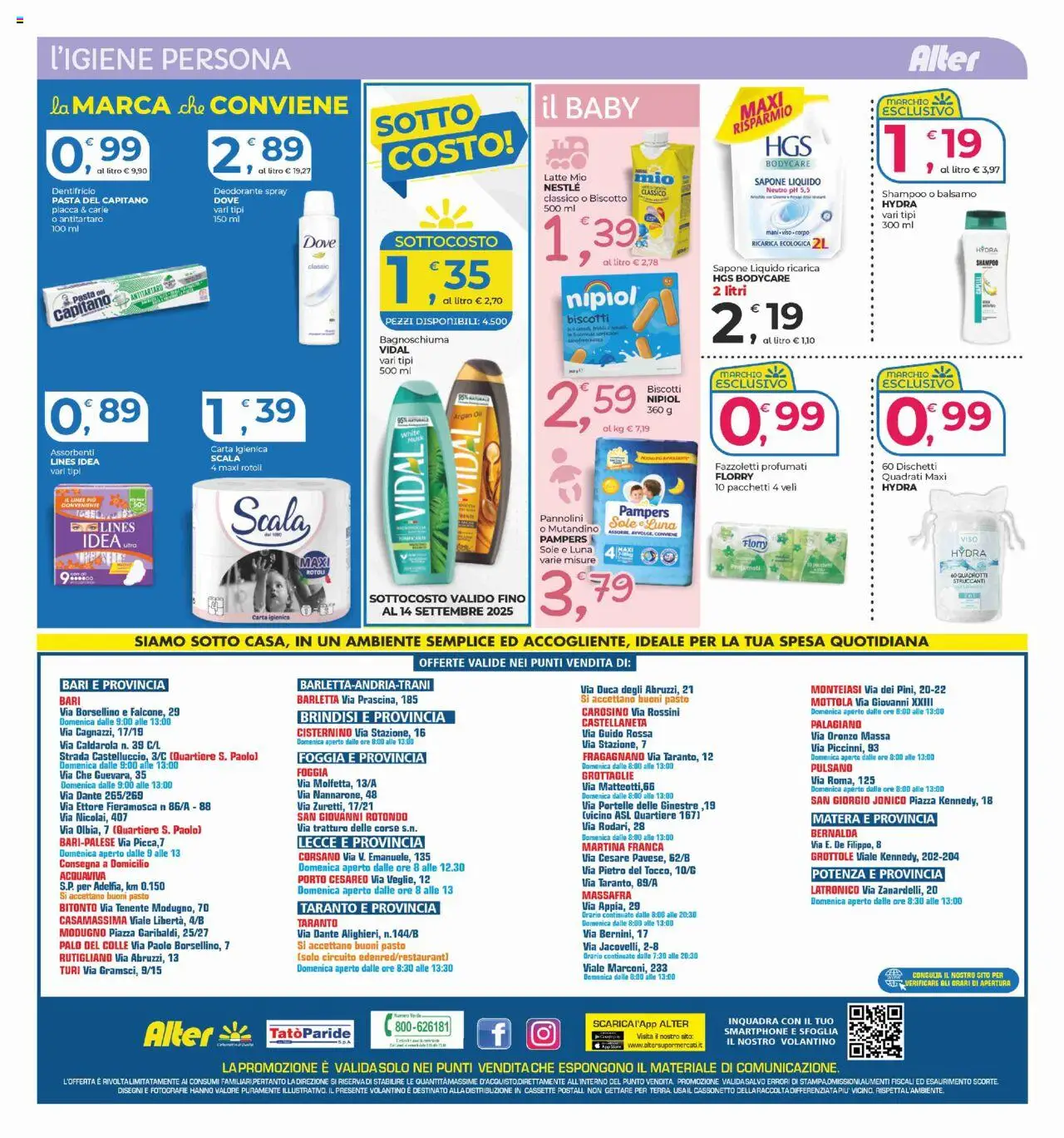 Volantino Alter Discount del 05.09.2025 | Pagina: 12 | Prodotti: Shampoo, Fazzoletti, Latte, Pasta