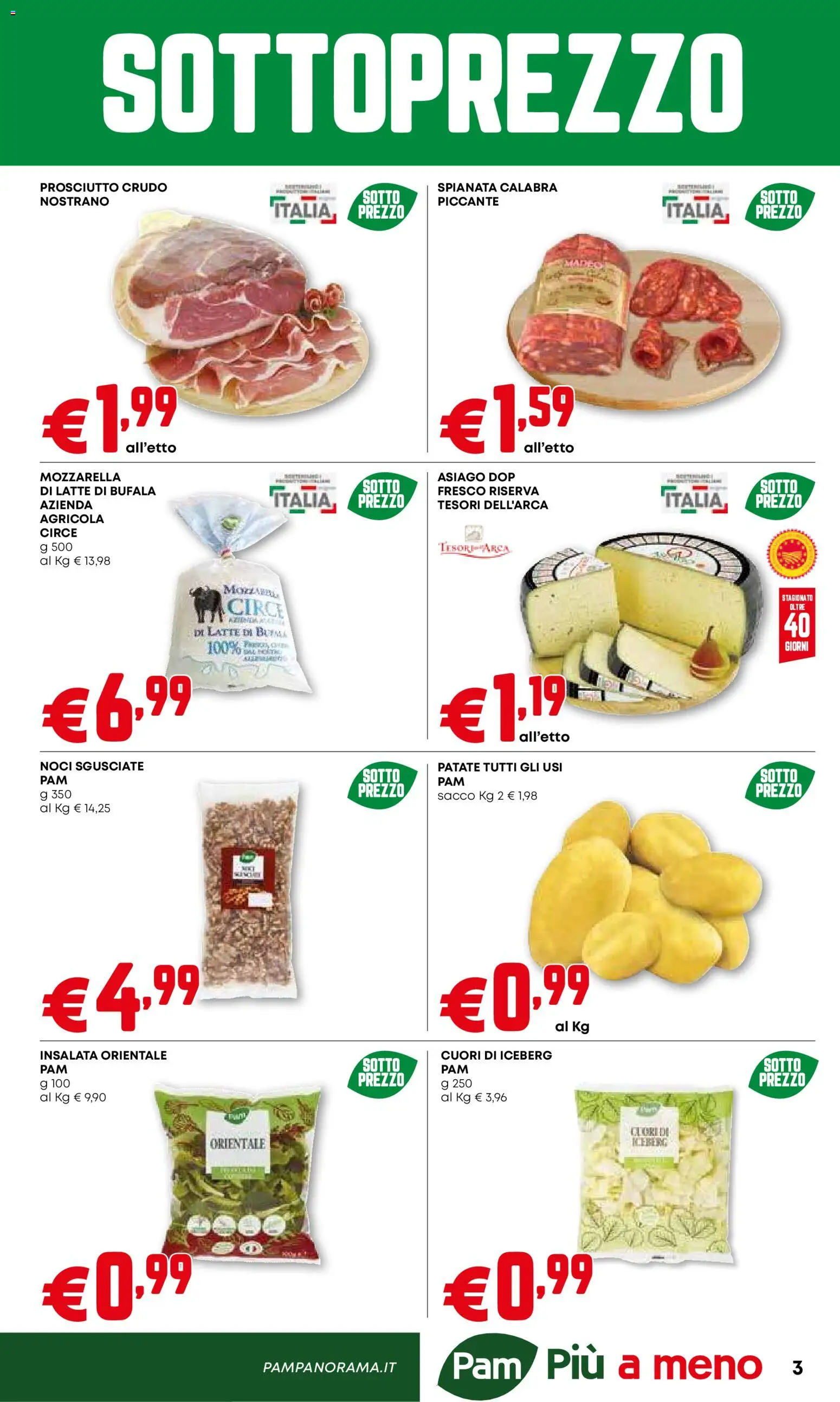 Volantino PAM del 26.02.2026 | Pagina: 3 | Prodotti: Prosciutto Crudo, Patate, Mozzarella, Prosciutto