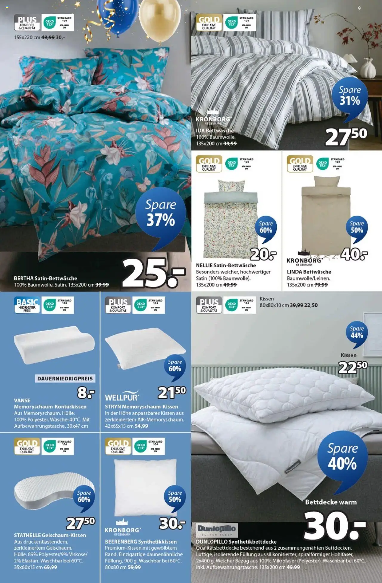 JYSK Produktkatalog – gültig ab 19.09.2025 | Seite: 9 | Produkte: Hülle, Kissen, Bettwäsche, Bettdecke