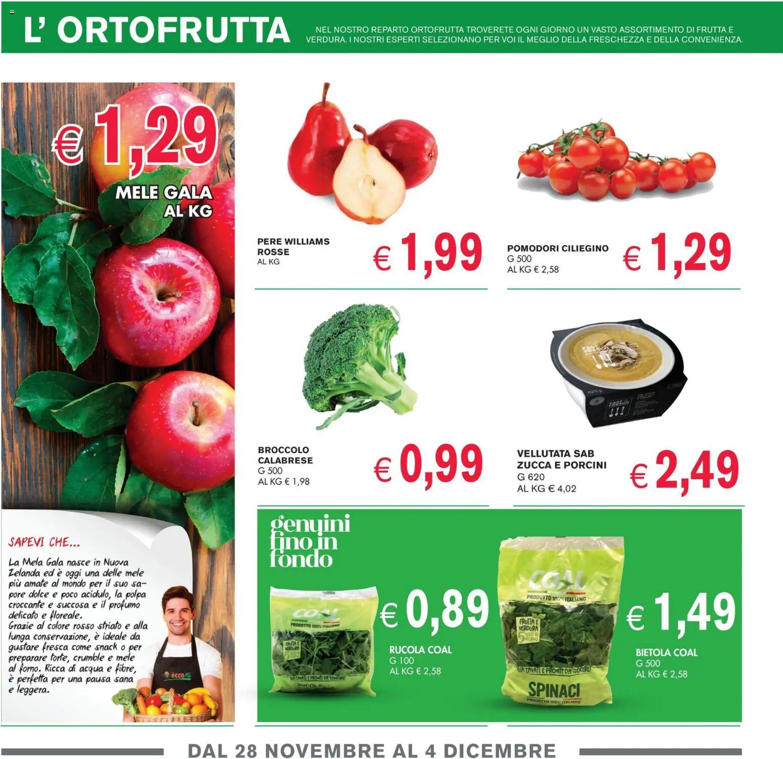 Volantino Coal del 28.11.2025 | Pagina: 2 | Prodotti: Mele, Pomodori, Spinaci, Zucca