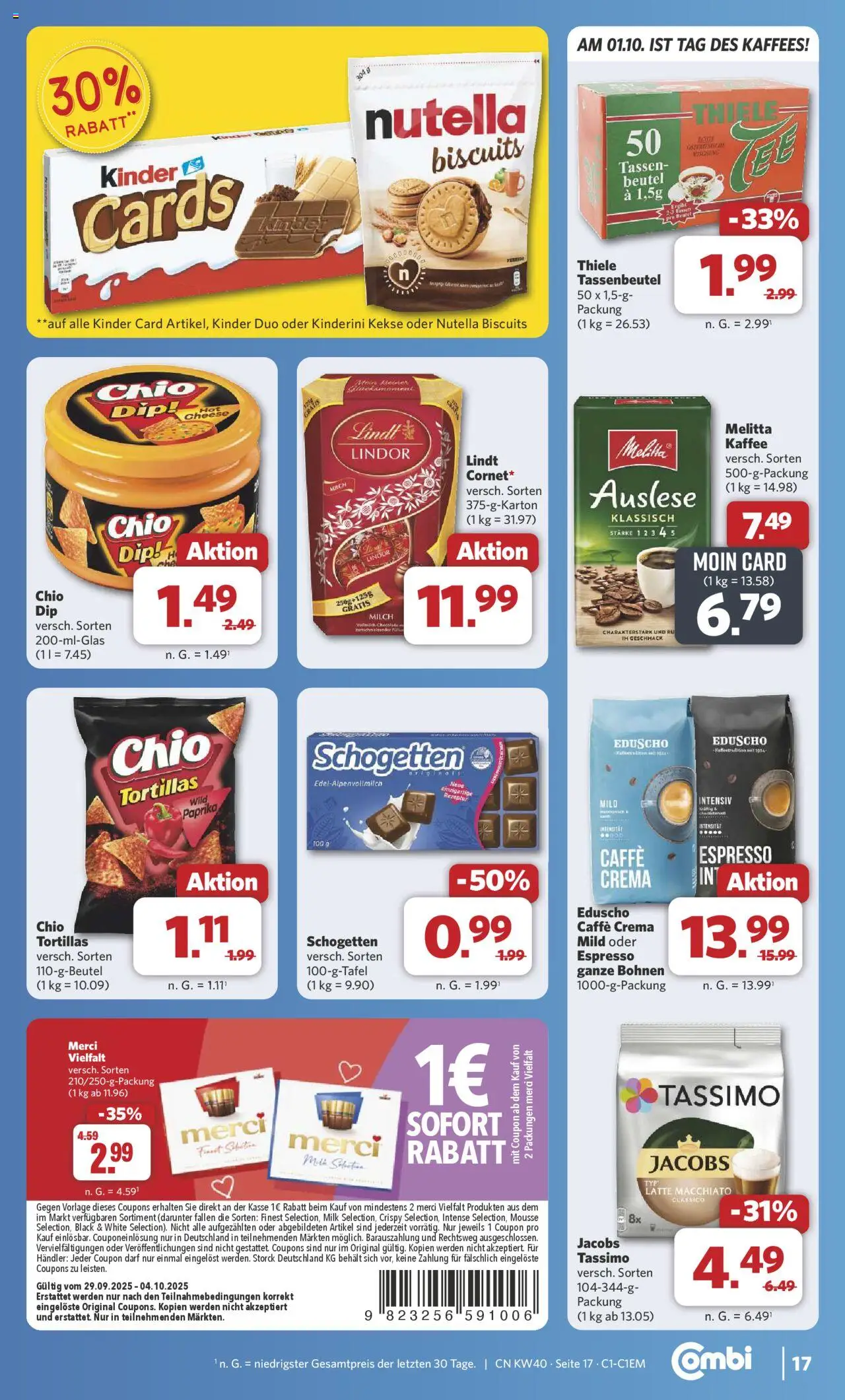 Combi Prospekt 	 – gültig ab 29.09.2025 | Seite: 20 | Produkte: Melitta, Lindt, Kekse, Tassimo