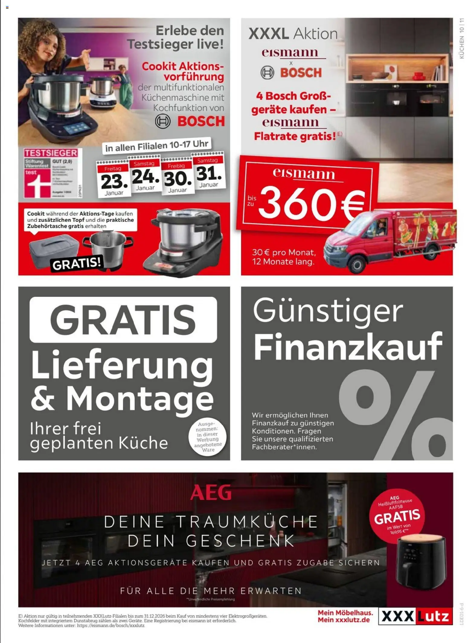 XXXL Lutz Nr. 1 beim Preis – gültig ab 18.01.2026 | Seite: 11 | Produkte: Bosch, AEG, Heißluftfritteuse, Uhr