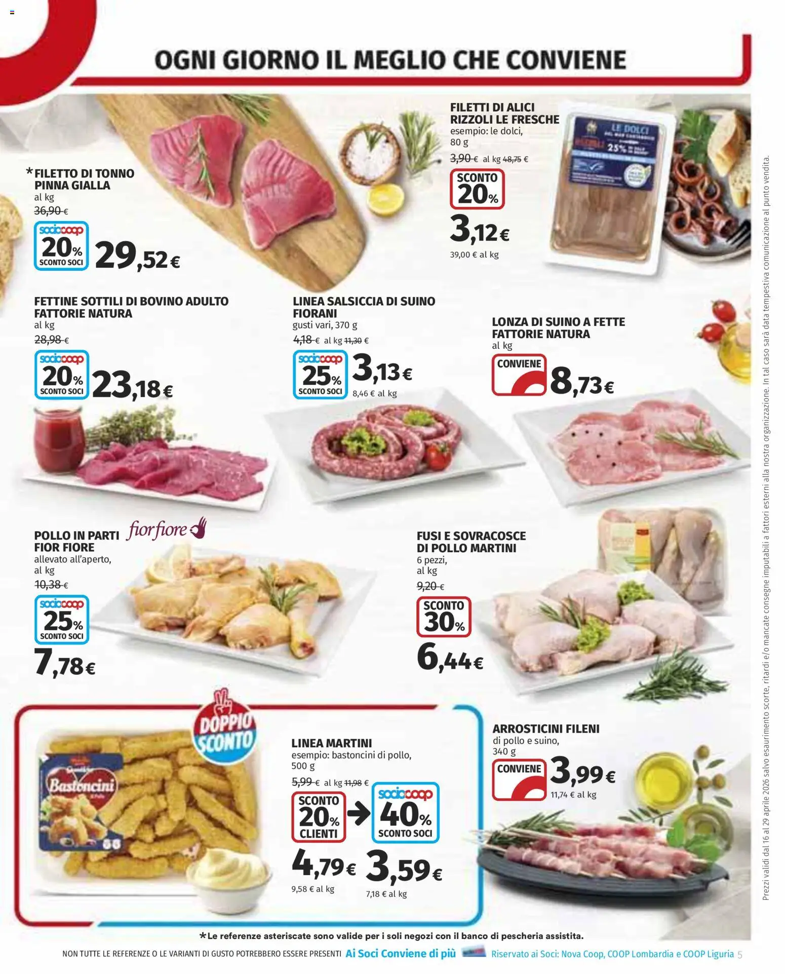 Volantino COOP del 16.04.2026 | Pagina: 5 | Prodotti: Bovino, Pollo, Salsiccia, Tonno
