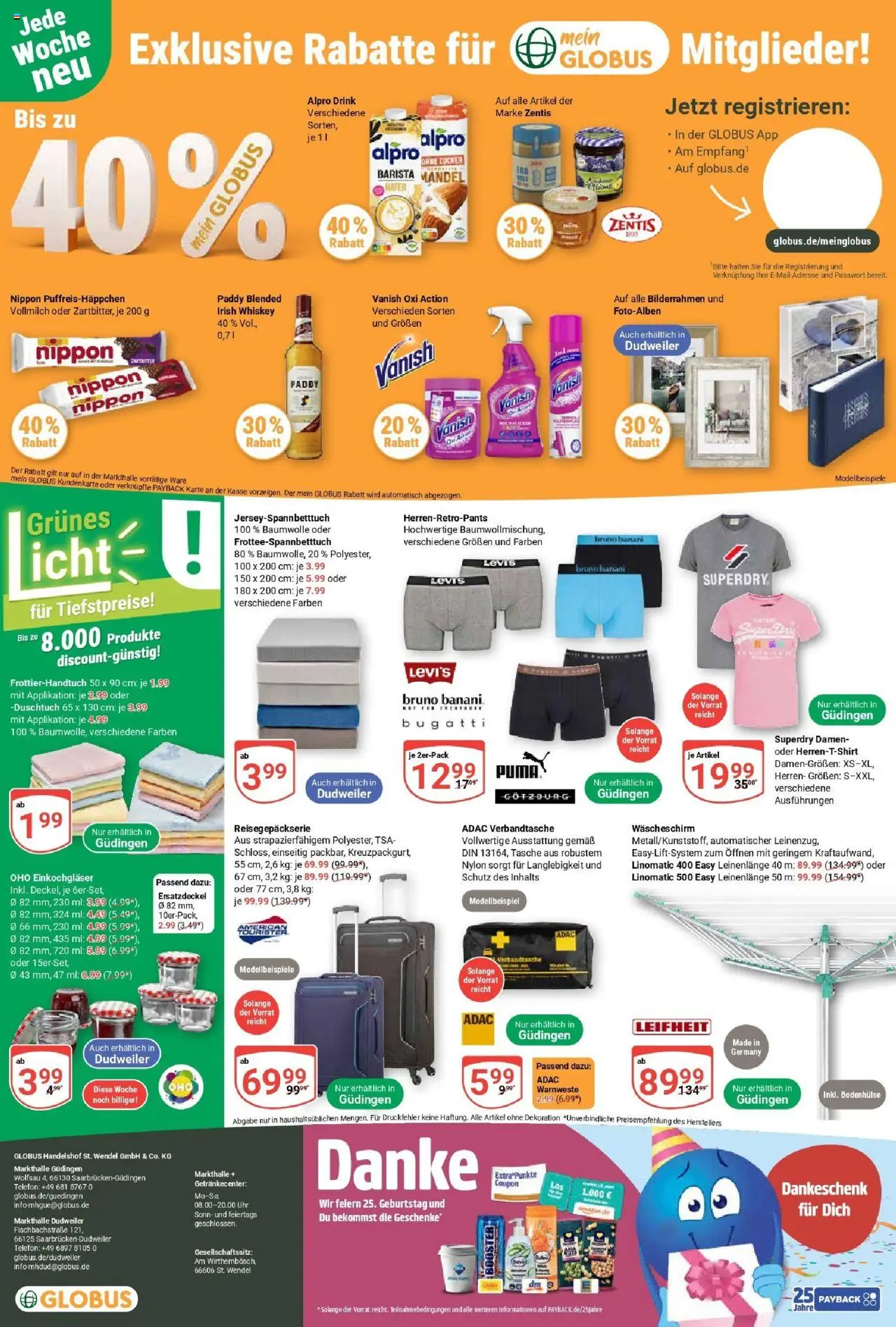 Globus prospekt Saarbrücken-Güdingen	 - gültig ab dem 29.06.2025 | Seite: 36 | Produkte: Tasche, T-Shirt, Alpro, Whiskey