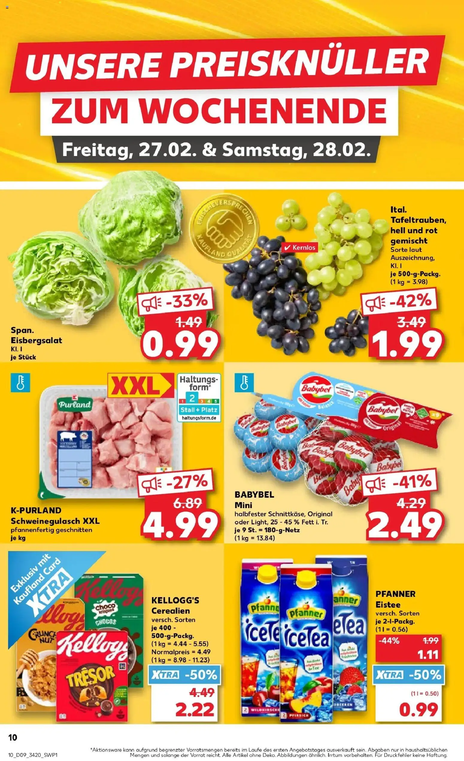 Kaufland prospekt Berlin	 – gültig ab 26.02.2026 | Seite: 10 | Produkte: Schweinegulasch, Kellogg's, Pfanner eistee, Babybel