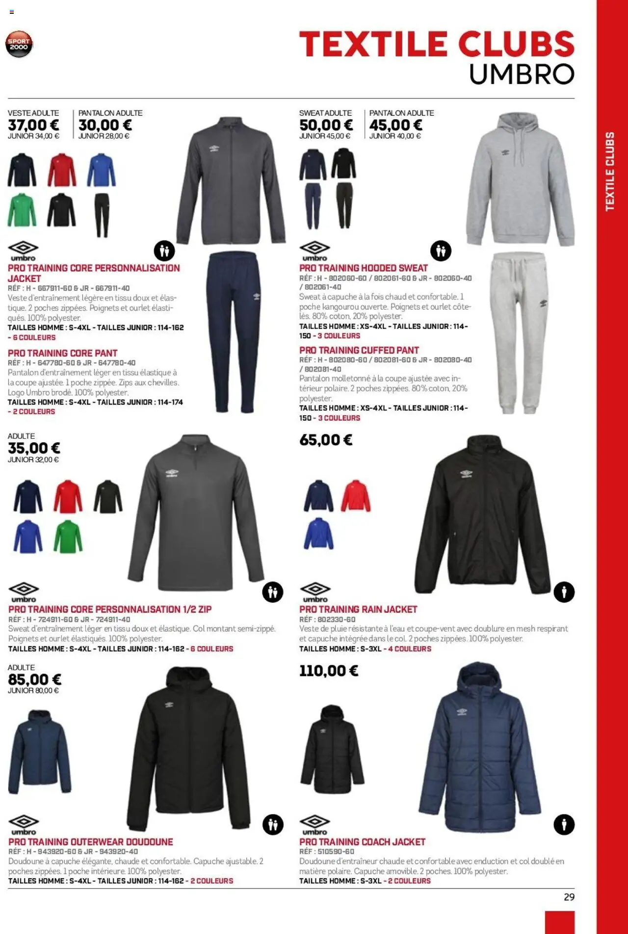 {H1} | Page: 29 | Produits: Sweat à capuche, Veste, Pantalon, Doudoune