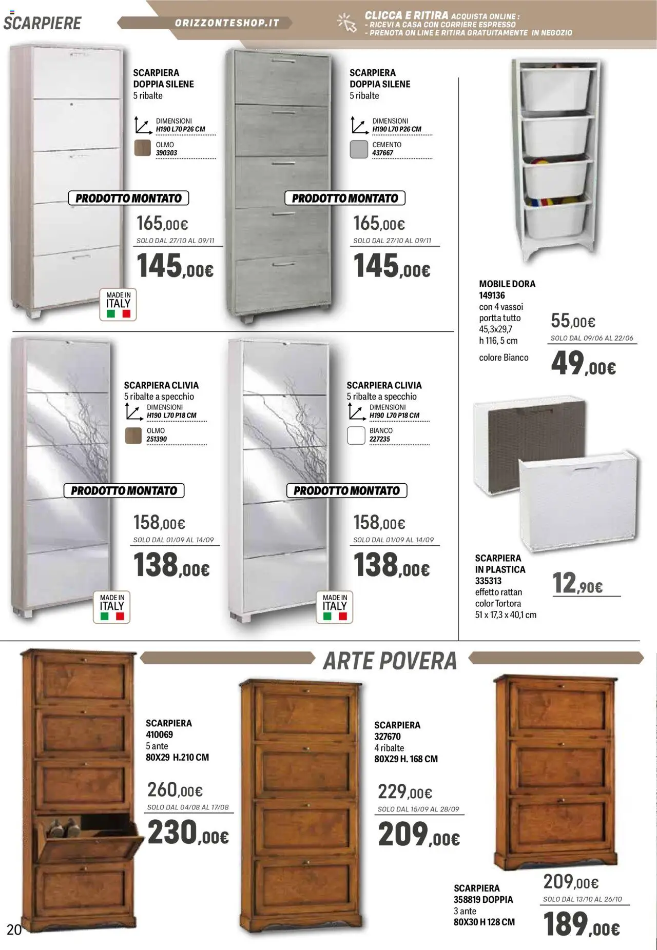 Volantino Orizzonte del 09.05.2025 | Pagina: 20 | Prodotti: Mobile, Scarpiera, Specchio
